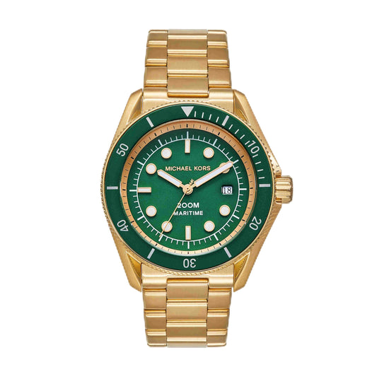Michael Kors Stainless Steel Analog Green Dial Men Watch-Mk9162, Gold Band
