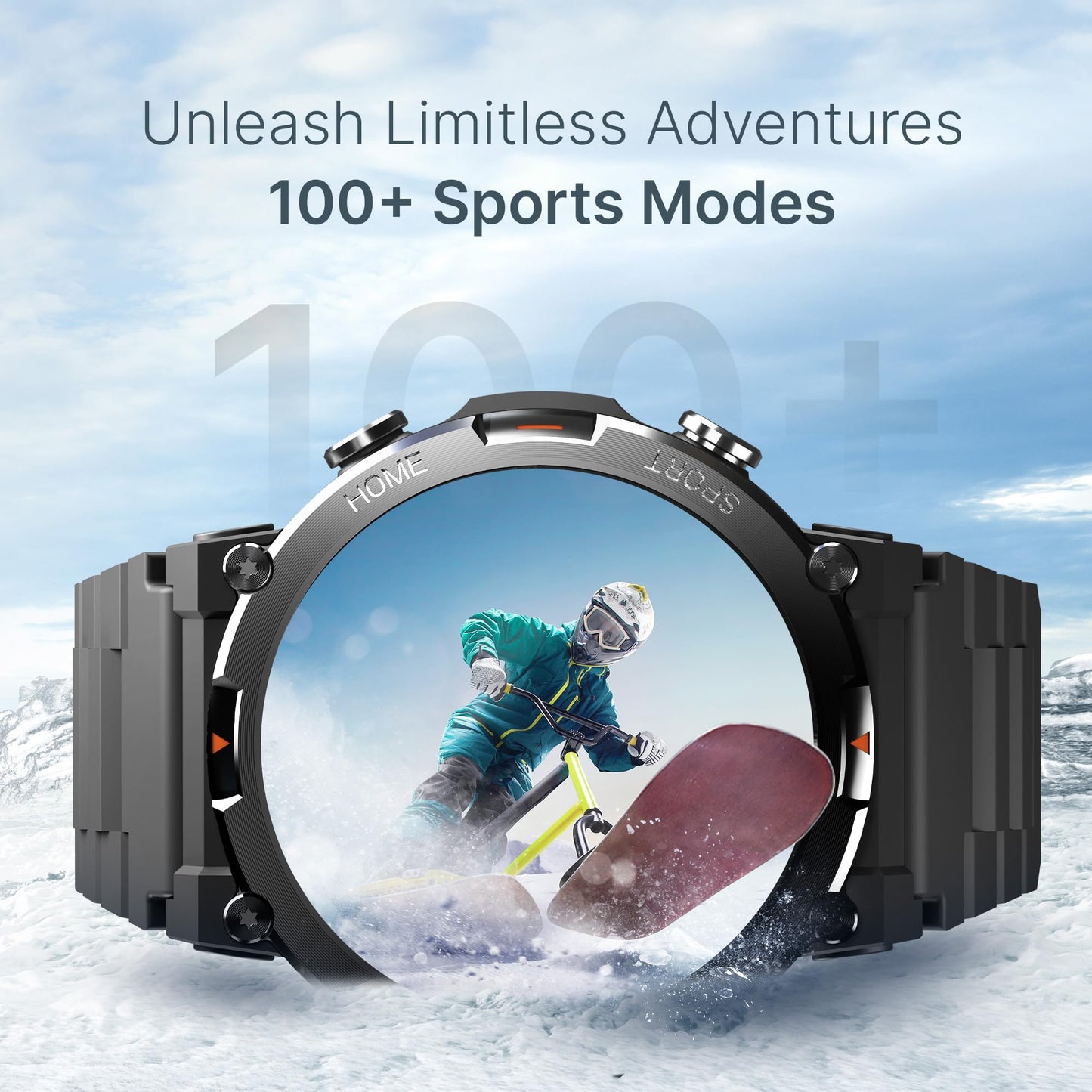 CrossBeats Everest 2.0 2025 Smart Watch for Men 1.43" True AMOLED, Always ON Display Bluetooth Calling Rugged Outdoor with Flash Light Upto 15 Days Battery Life Smartwatch 100+ Sports Mode