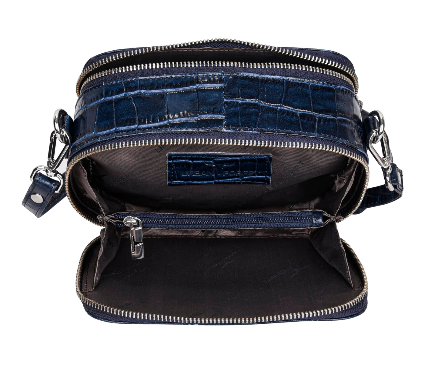 URBAN FOREST Emma Printed Blue Leather Sling Bag for Women