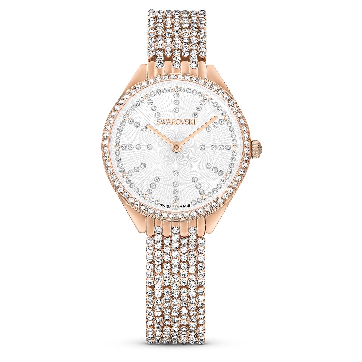 Swarovski Attract Watch, Swiss Made, Full pavé, Crystal Bracelet, Rose Gold Tone, Rose Gold-Tone Finish
