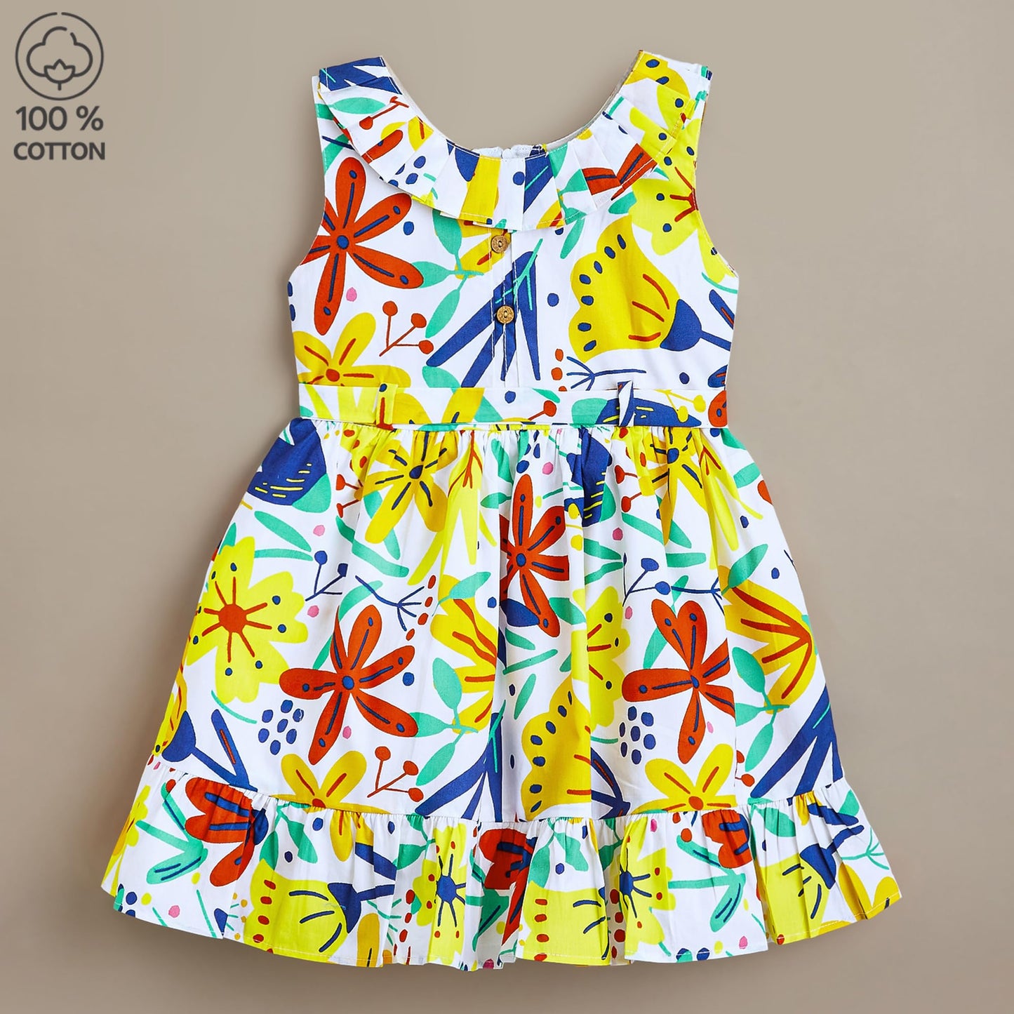 Hopscotch Girls Multi Sleeveless Ruffled Floral Casual Dress