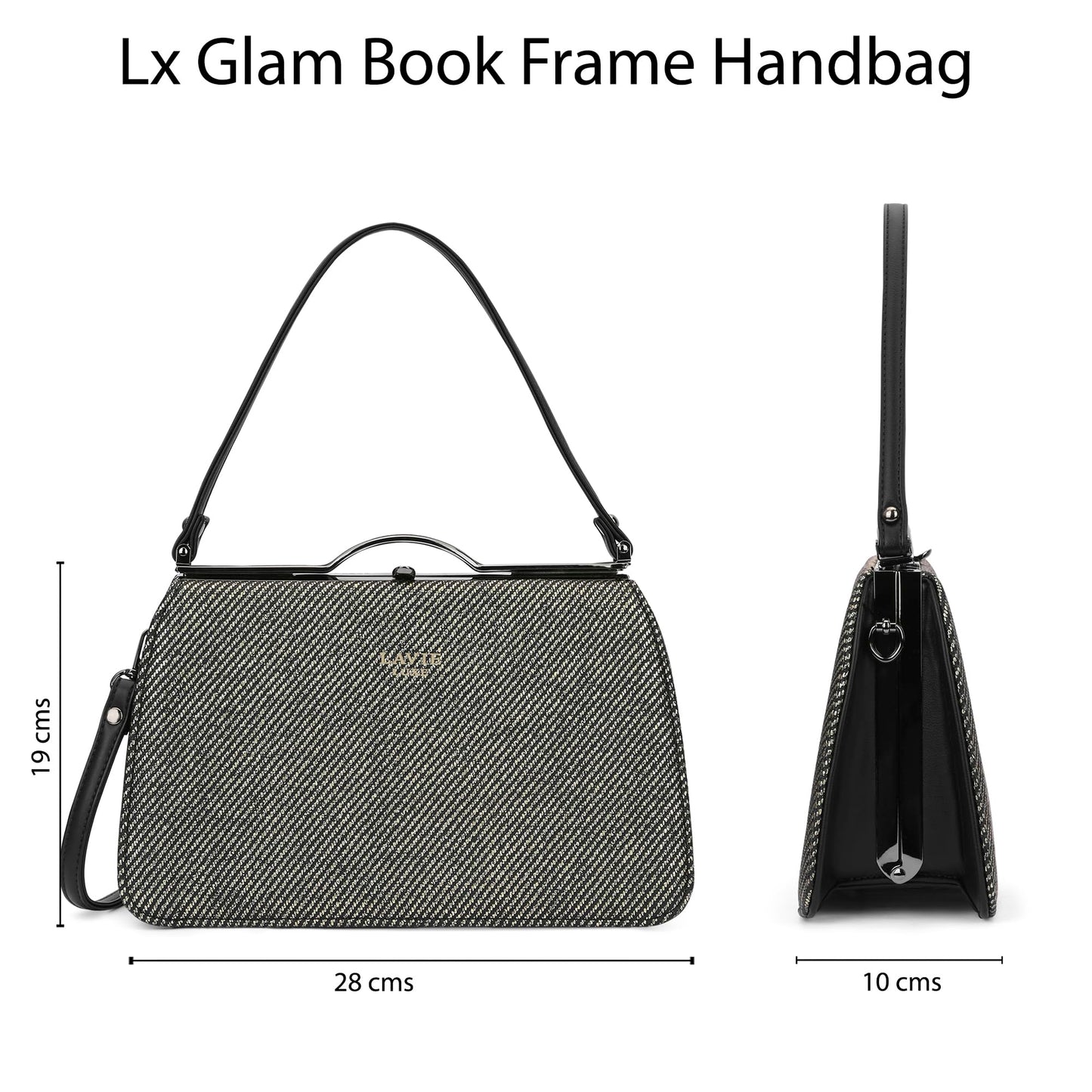 Lavie Luxe Women's Glam Book Satchel Frame Satchel Handbag | Satchel Bag for Work | Ladies Purse | Stylish Shoulder Bag | Gift For Women