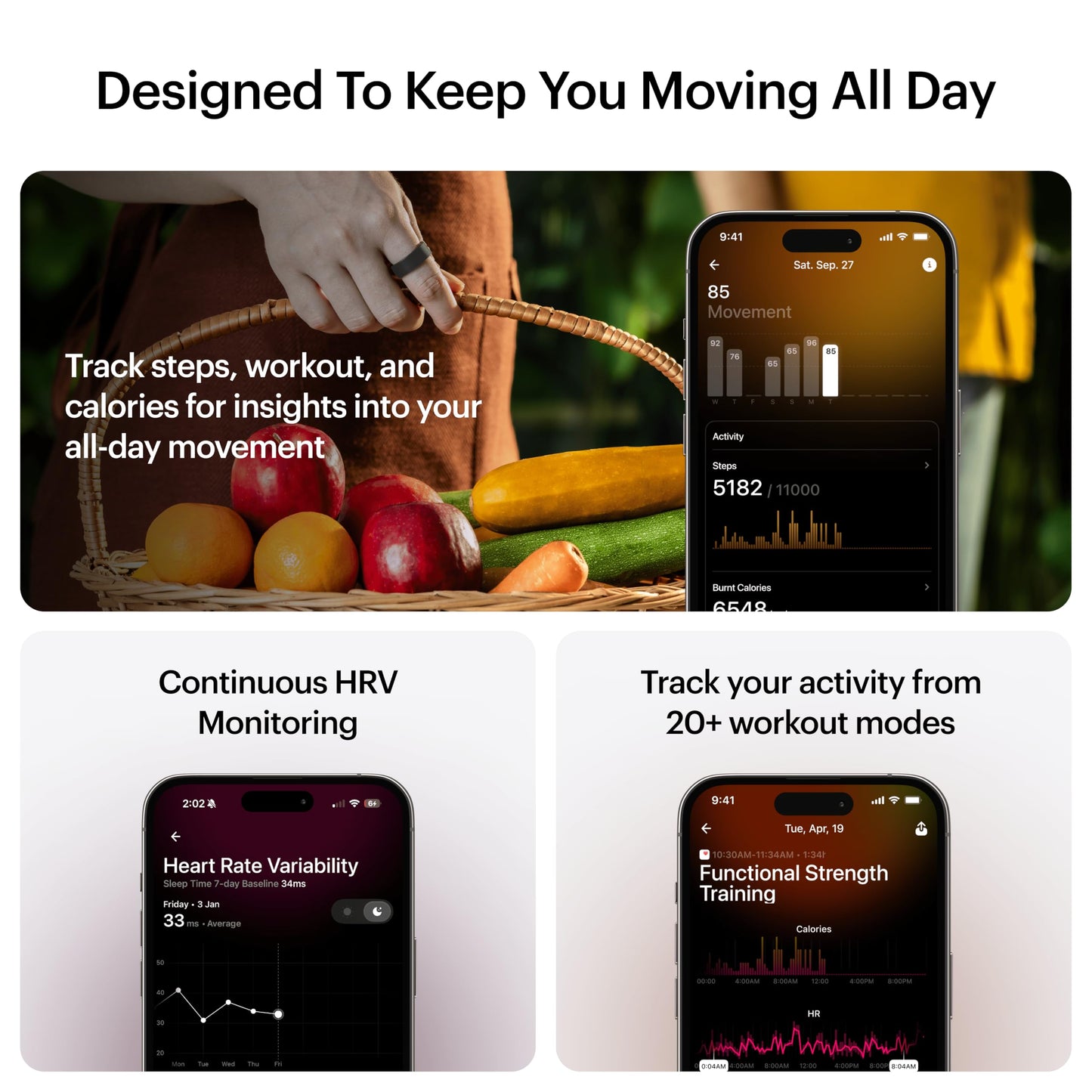 ULTRAHUMAN Ring AIR-Smart Ring Activity Tracker, Size First Sizing Kit,Sleep Tracker,Smart Ring for Men/Women,Fitness Tracker (Matte Grey, 9)