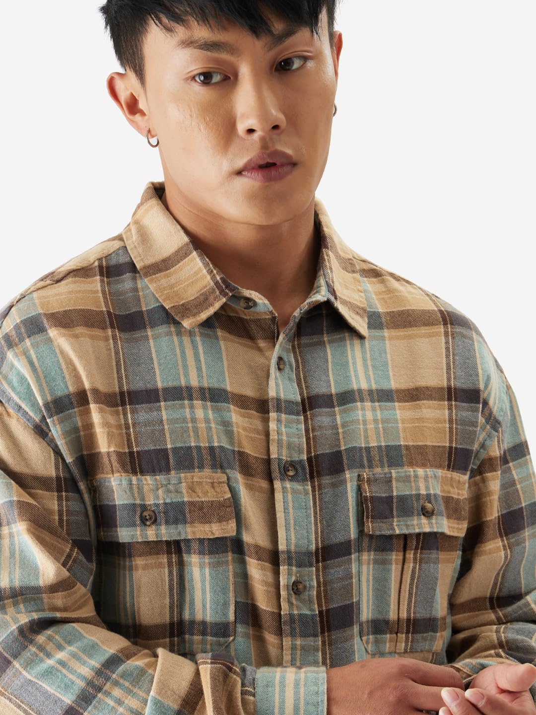 The Souled Store Plaid: Seaport Men and Boys Long Sleeve Button Front Regular Fit Utility Shirts