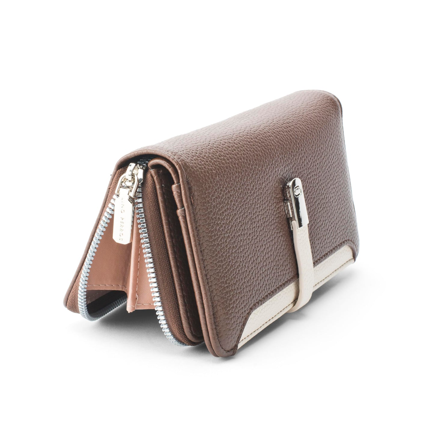 Lino Perros Womens Faux Leather Avril Dual Tone Coffee Functional Wallet