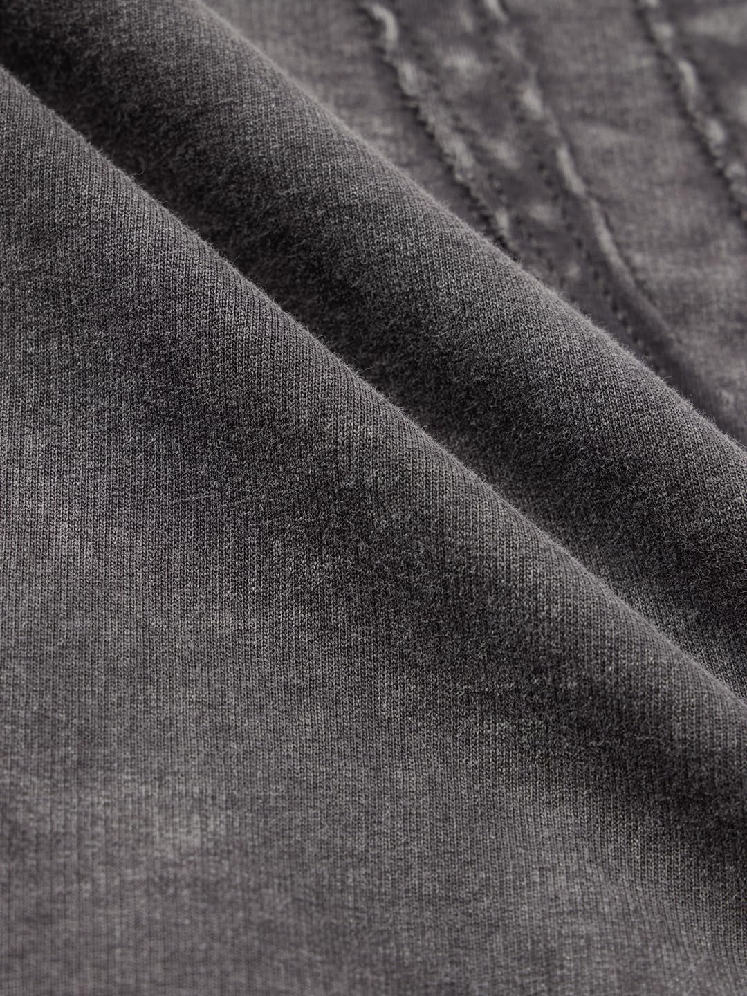 The Souled Store Official Spider-Man: Midnight Men and Boys Short Sleeve Round Neck Grey Textured Cotton Oversized T-Shirts