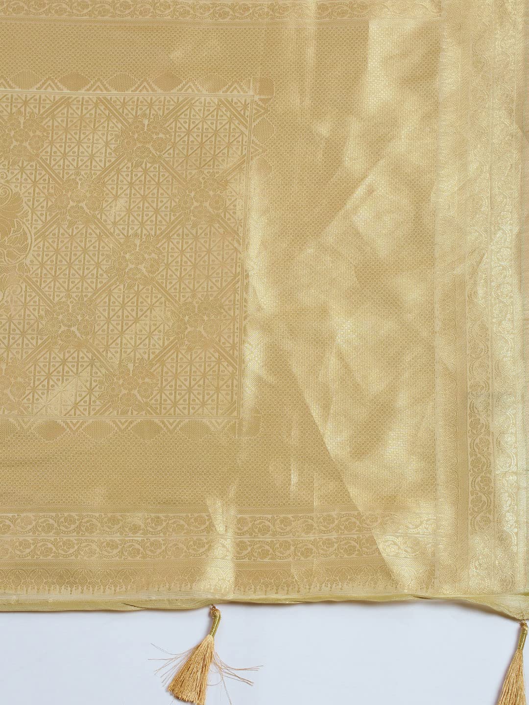 MOHEY Women's Saree, Suitable for Party, Anniversary & Wedding Sari for Women, All Over Jaal, Bordered Art Silk (Off White)