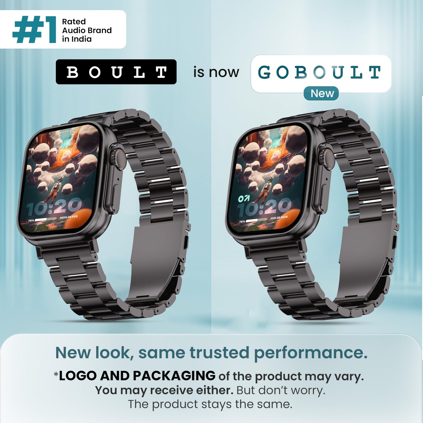 GOBOULT Newly Launched Crown Smart Watch 1.95'' Screen, BT Calling, Working Crown, Zinc Alloy Frame, 900 Nits Brightness, AI Voice Assistant, SpO2 Monitoring, 120+ Sports Mode (Chrome)