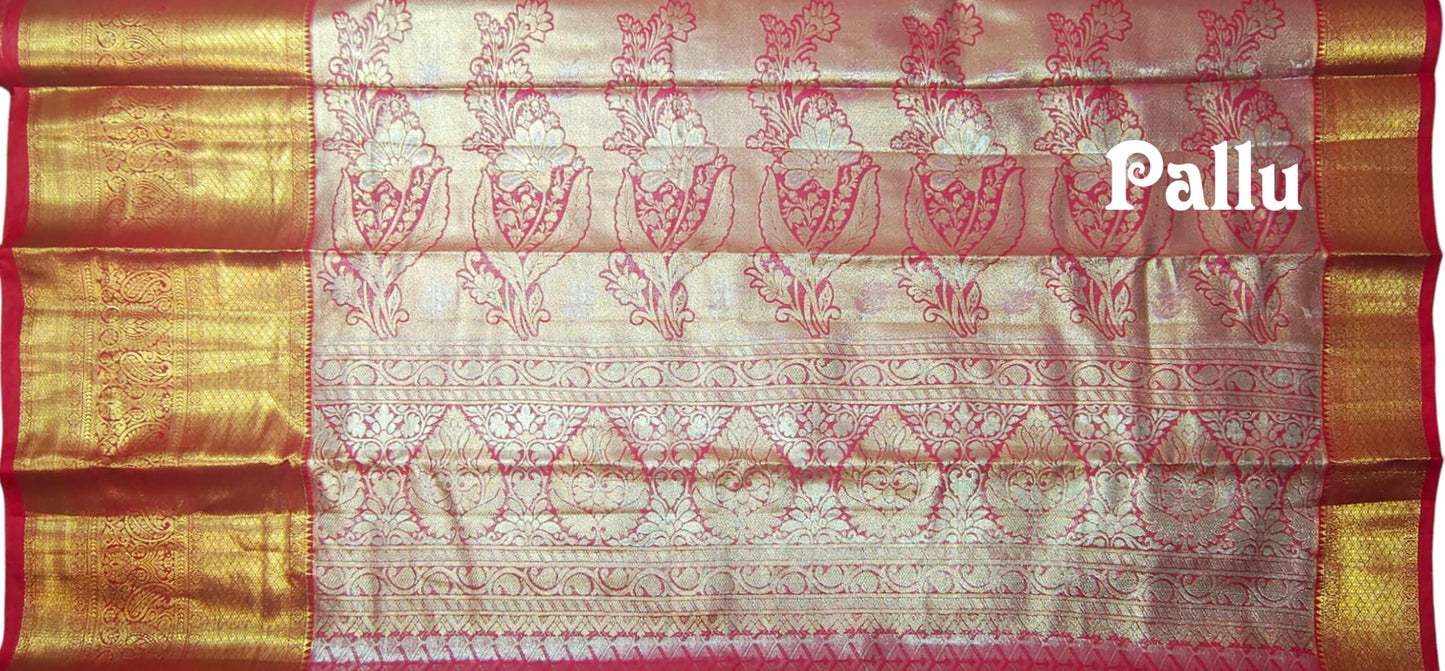 SREE KUMARAN Women's Kanchipuram Silk Pure Pattu Sarees With Blouse (VSK178-2)
