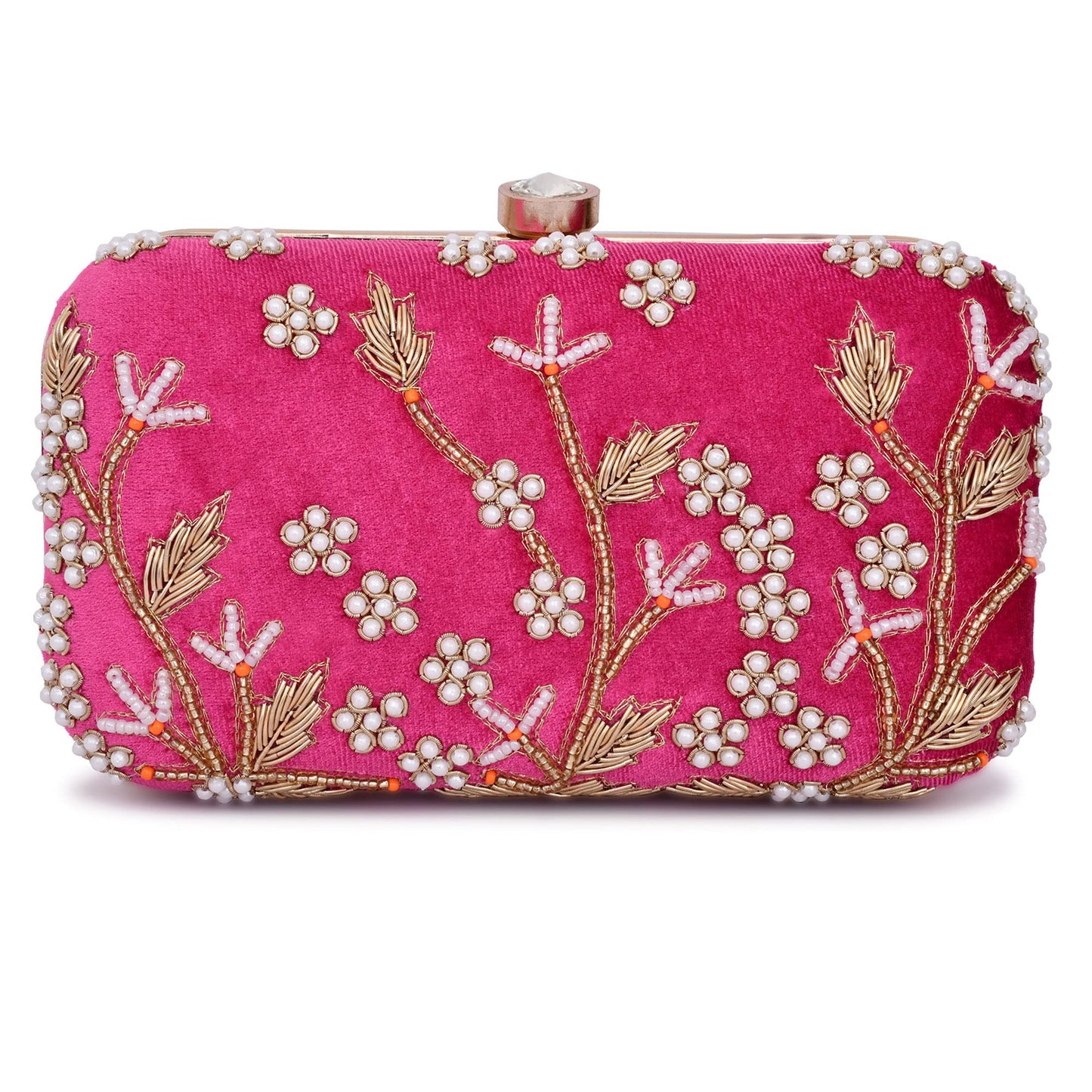 For The Beautiful You Dark Pink Embroidered Women's Clutch (619)