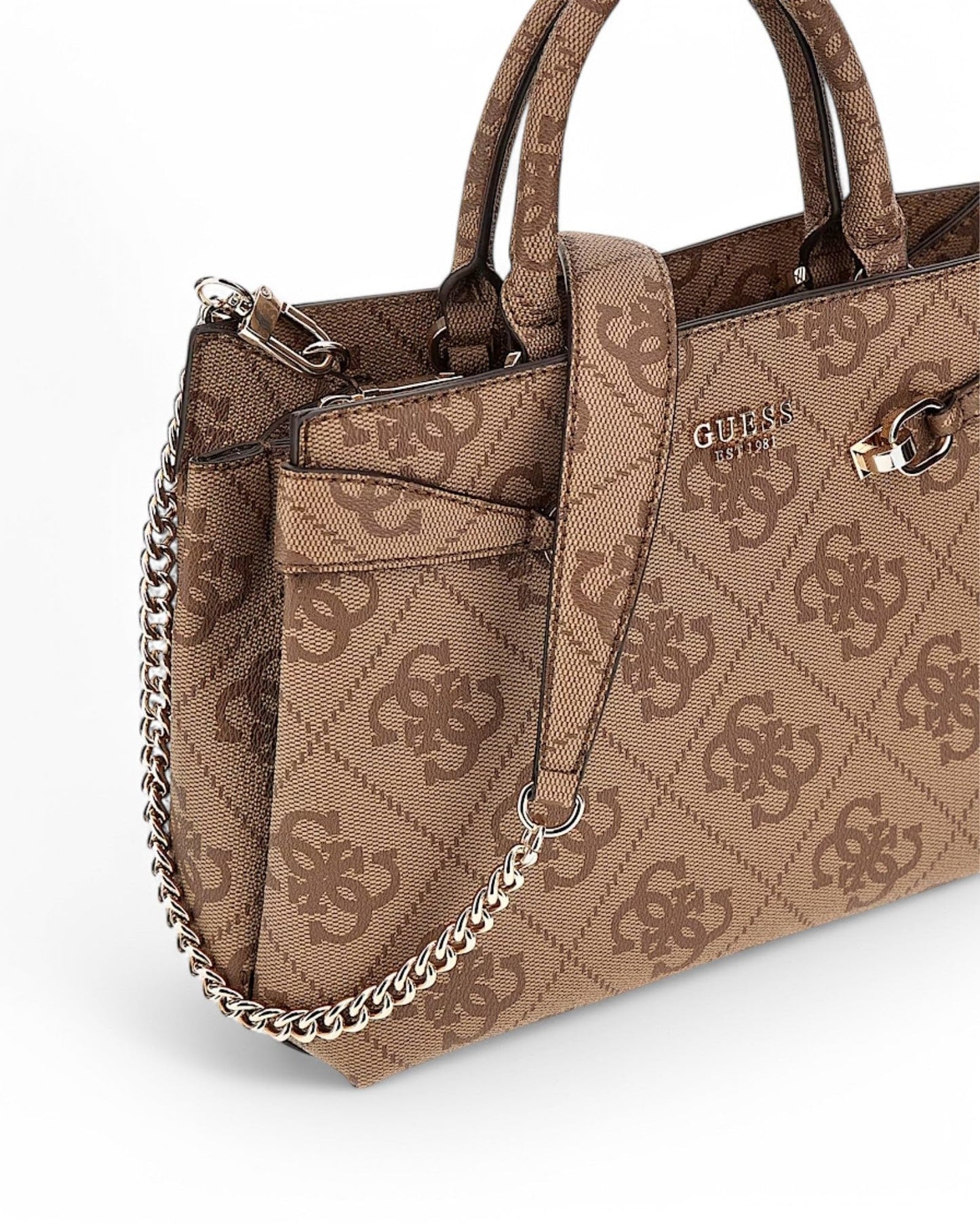 GUESS Latte Logo Printed Lorelei Girlfriend Satchel Bag