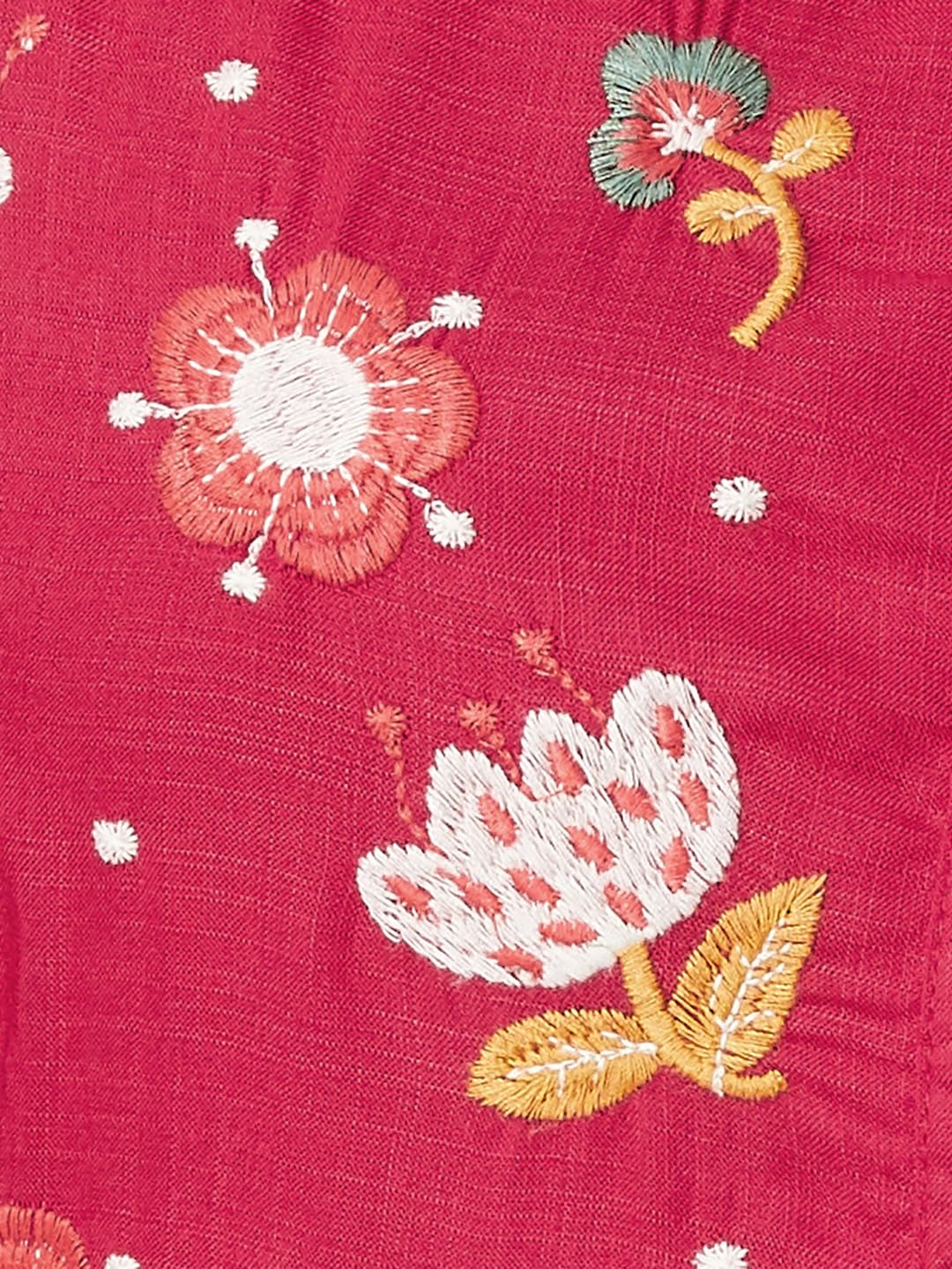 Max Women Embroidered Fit & Flare Midi Dress (EMBDRS33008RED)_M