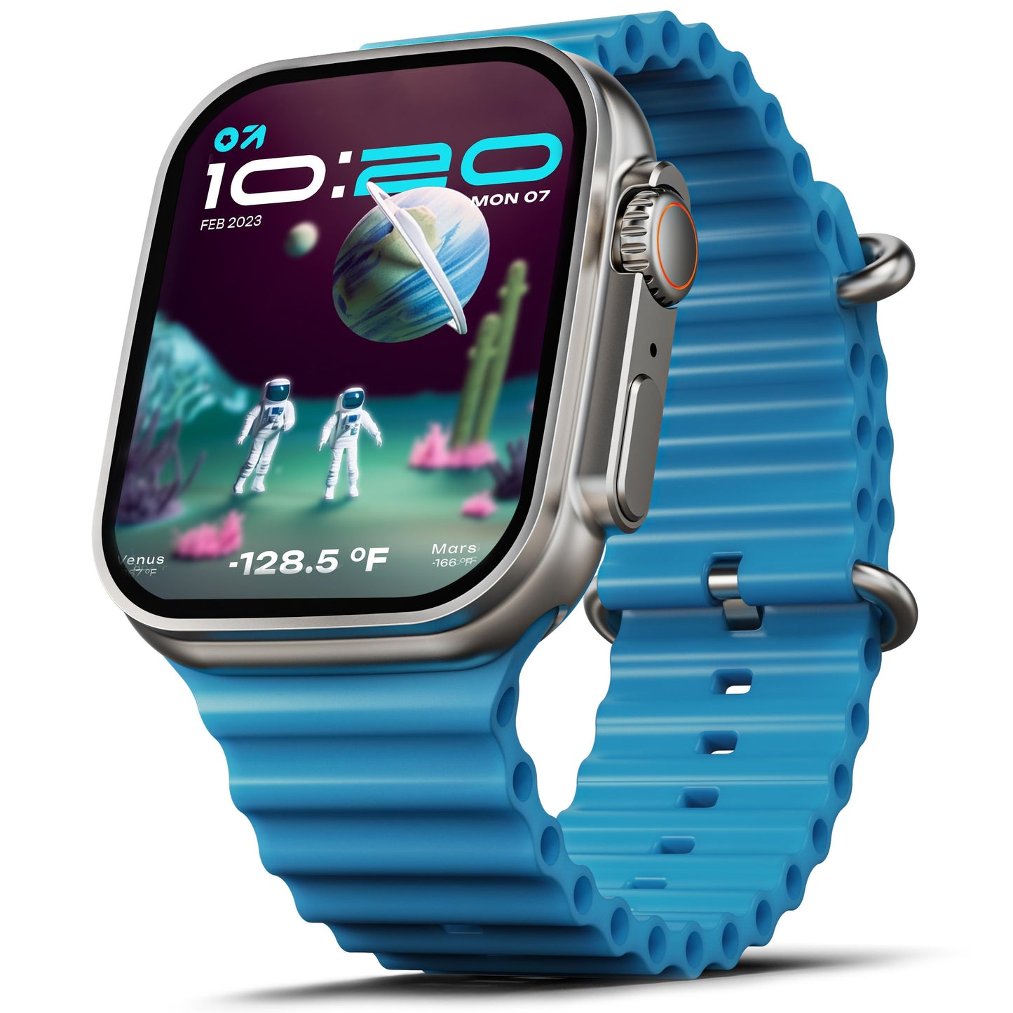 GOBOULT Newly Launched Crown Smart Watch 1.95'' Screen, BT Calling, Working Crown, Zinc Alloy Frame, 900 Nits Brightness, AI Voice Assistant, SpO2 Monitoring, 120+ Sports Mode (Denim Blue)