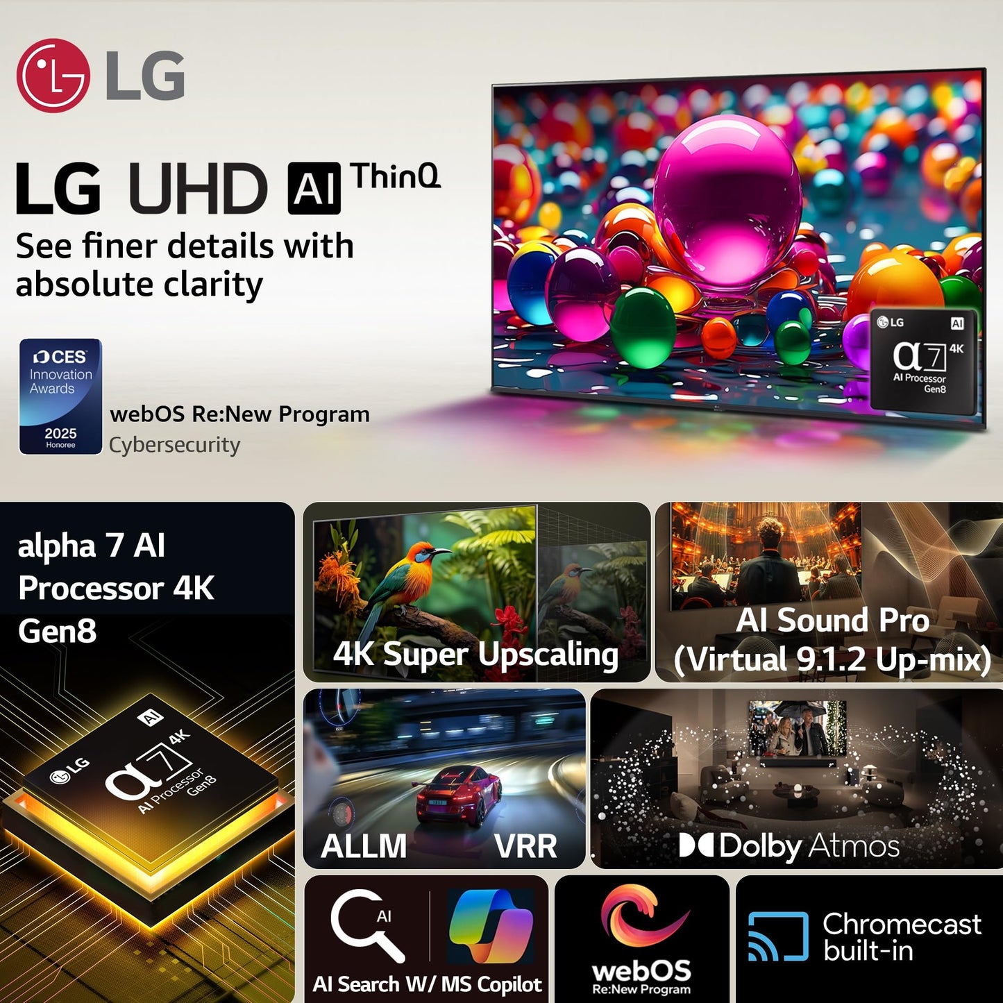 LG 108 cm (43 inches) UA82 Series 4K Ultra HD Smart webOS LED TV 43UA82006LA