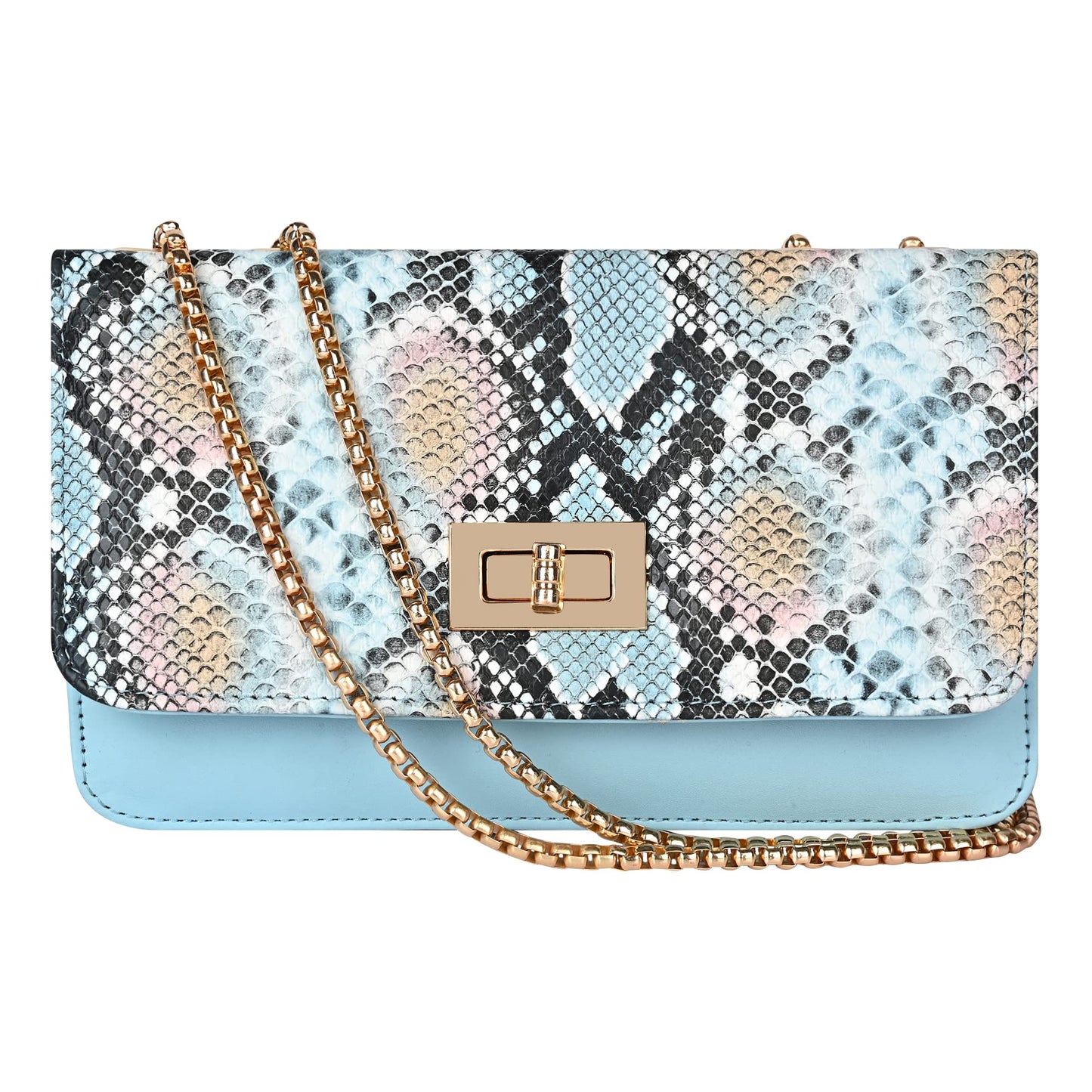 Pramadda Pure Luxury LUXE Sling Bags for Women Stylish | Ready To Go Trendy Side Crossbody Shoulder Sling Purse for Girls | Snake Print, Solids, Top Grain Texture Vegan Leather. (Snake Blue)
