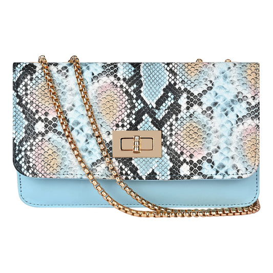 Pramadda Pure Luxury LUXE Sling Bags for Women Stylish | Ready To Go Trendy Side Crossbody Shoulder Sling Purse for Girls | Snake Print, Solids, Top Grain Texture Vegan Leather. (Snake Blue)
