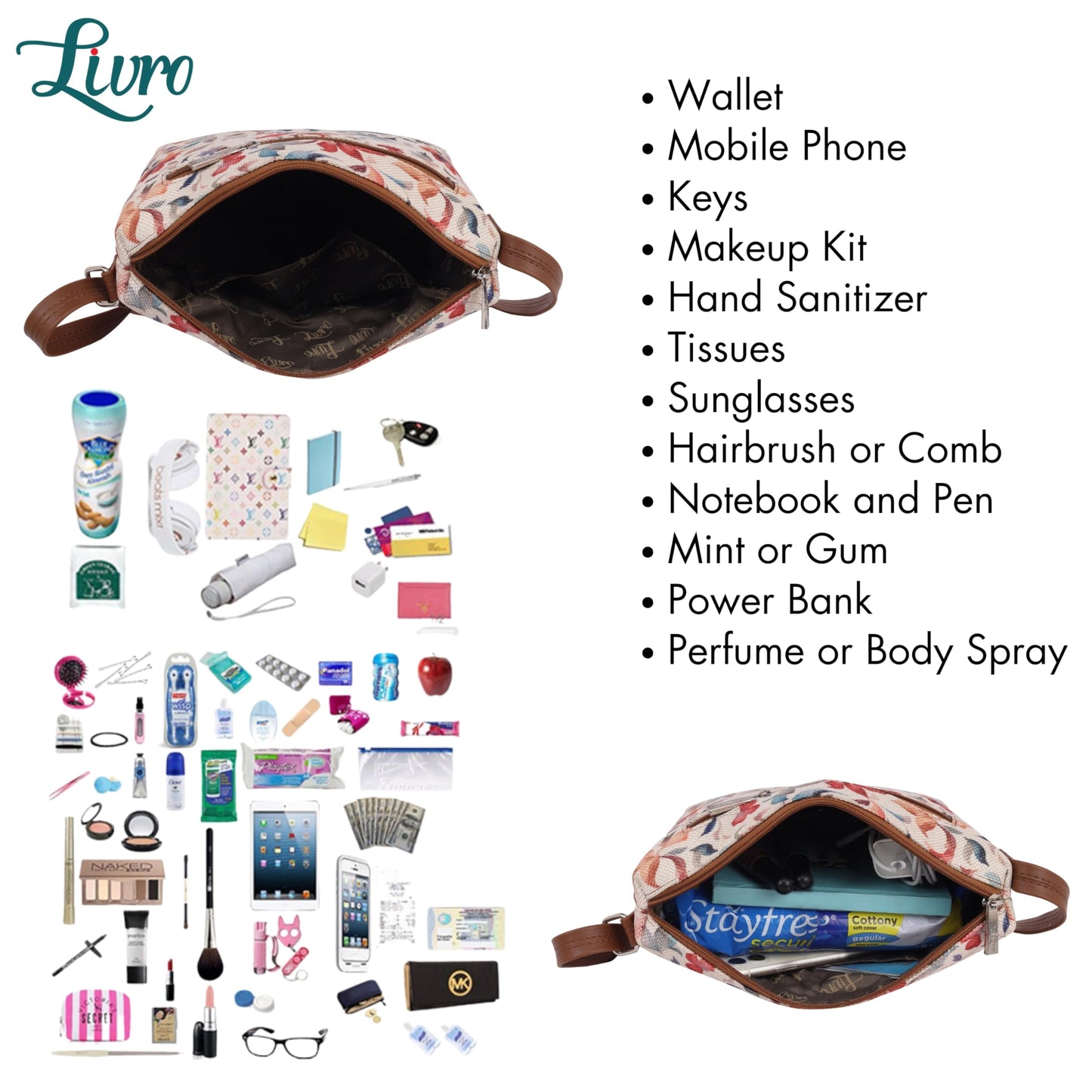 LIVRO Stylish Vegan Leather Sling Bag for Women – Latest Trendy Crossbody Sling Bag for Girls | Lightweight & Durable slingbag for Everyday Casual Use, Travel & Outings | LV Carry Bag