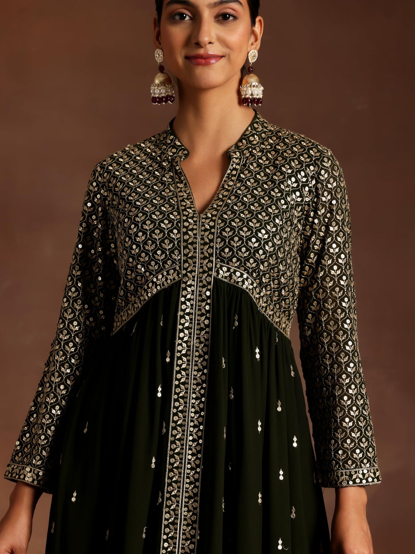 Libas Women's Georgette Kurta Set (35852_Olive