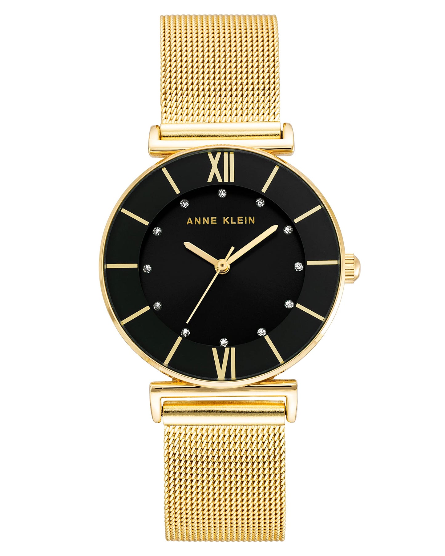 Anne Klein Women's Japanese Quartz Dress Watch with Stainless Steel Strap, Gold, 16 (Model: AK/3780BKGB)