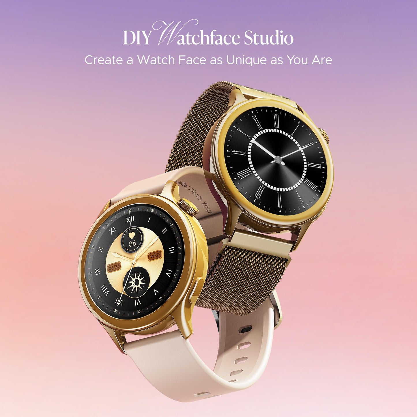 Boat Enigma Daze Women's Luxury Smart Watch w/ 1.3”(3.3cm) Luminous Display, Emergency SOS Live Location Sharing, Functional Crown, Watch Face Studio, QR Tray, BT Calling, HR & SpO2 (Spring Blossom)