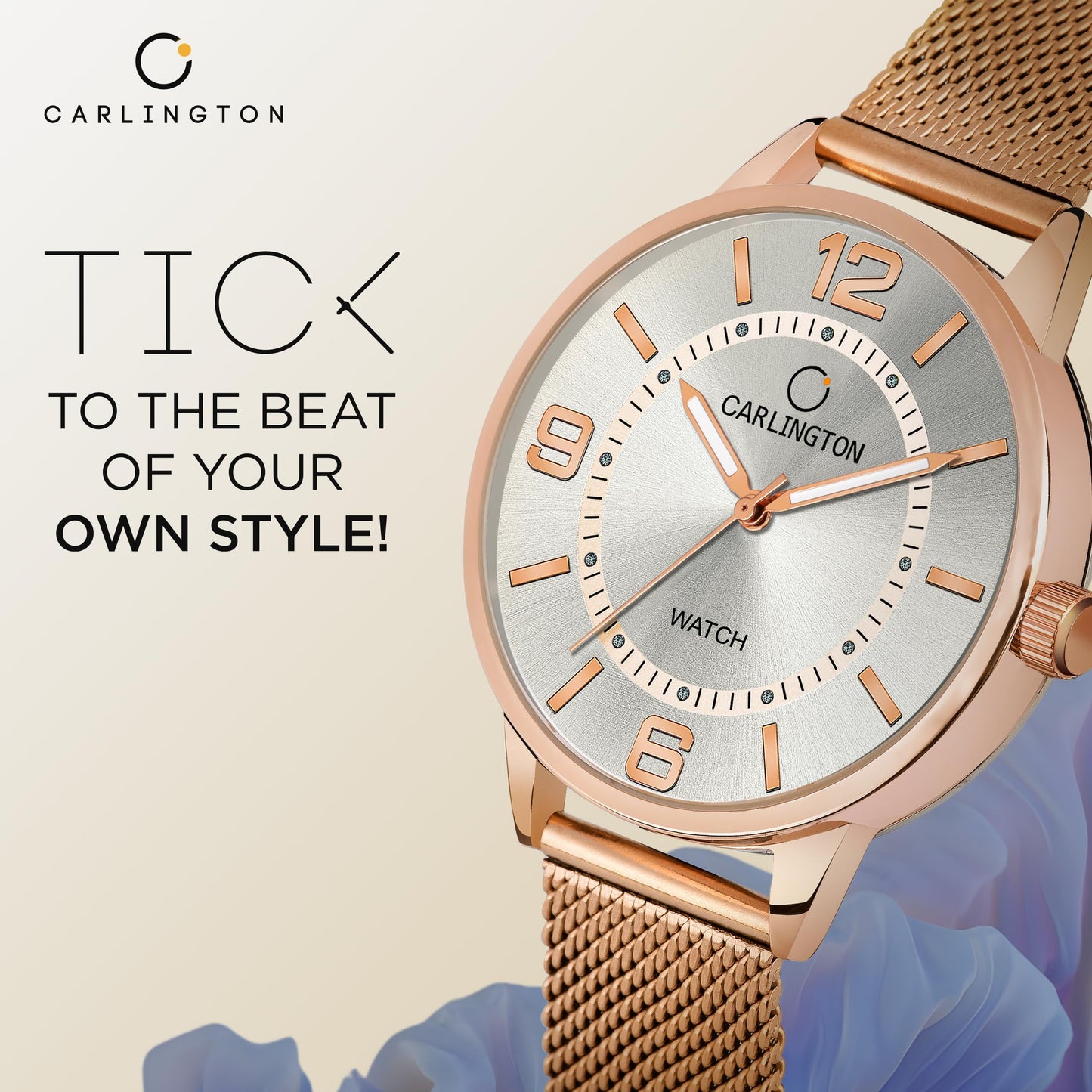 Carlington Stainless Steel Analog Dial Women & Girl's Watch- Elite 2020 (Rose White), Rose Gold Band