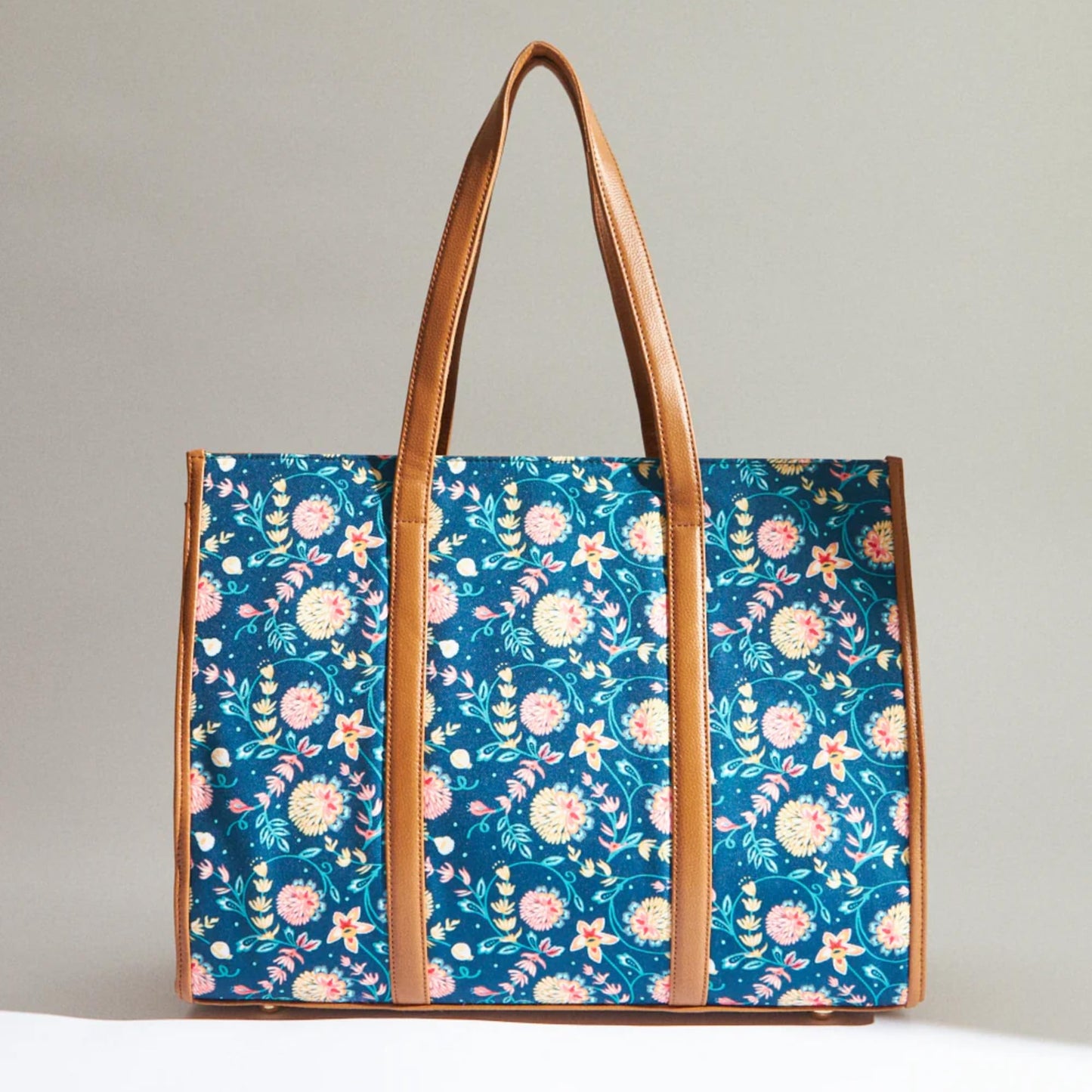 TEAL BY CHUMBAK Women's Office Tote Bag, Printed Canvas Shoulder Bag for College, Work and Travel, Stylish and Durable with Laptop Compartment