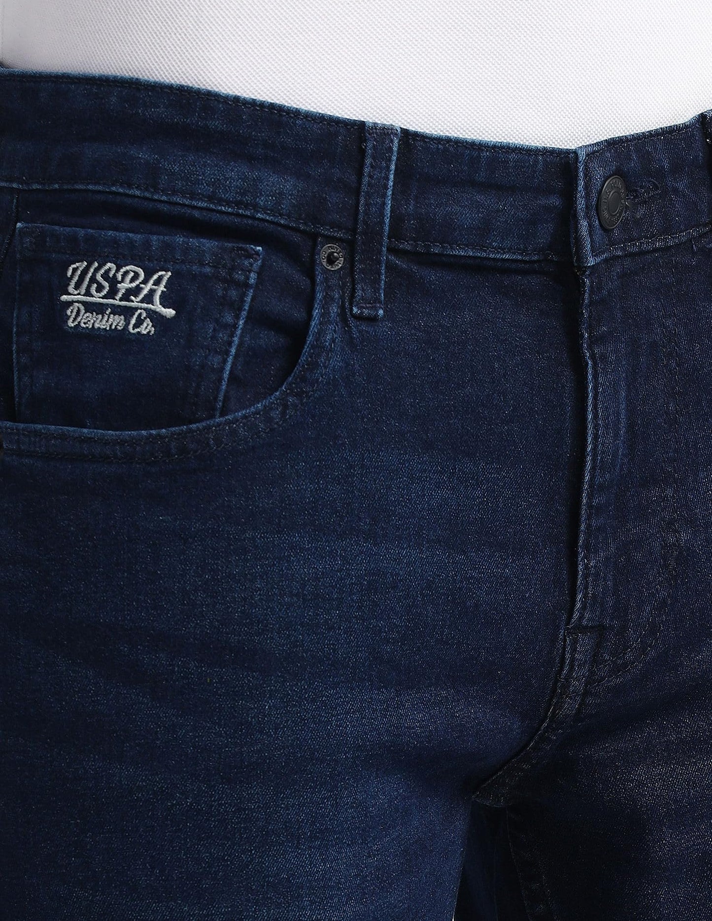 U.S. POLO ASSN. Men's Brandon Slim Tapered Fit Mid Rise Jeans (UDJENO1803_Blue_32)