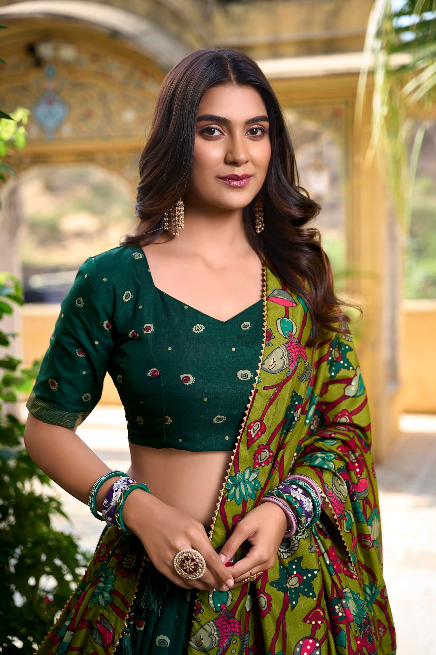 LooknBook Art Women Silk Unstitched Lehenga Choli (ARD1219GRN_Green_Free Size)