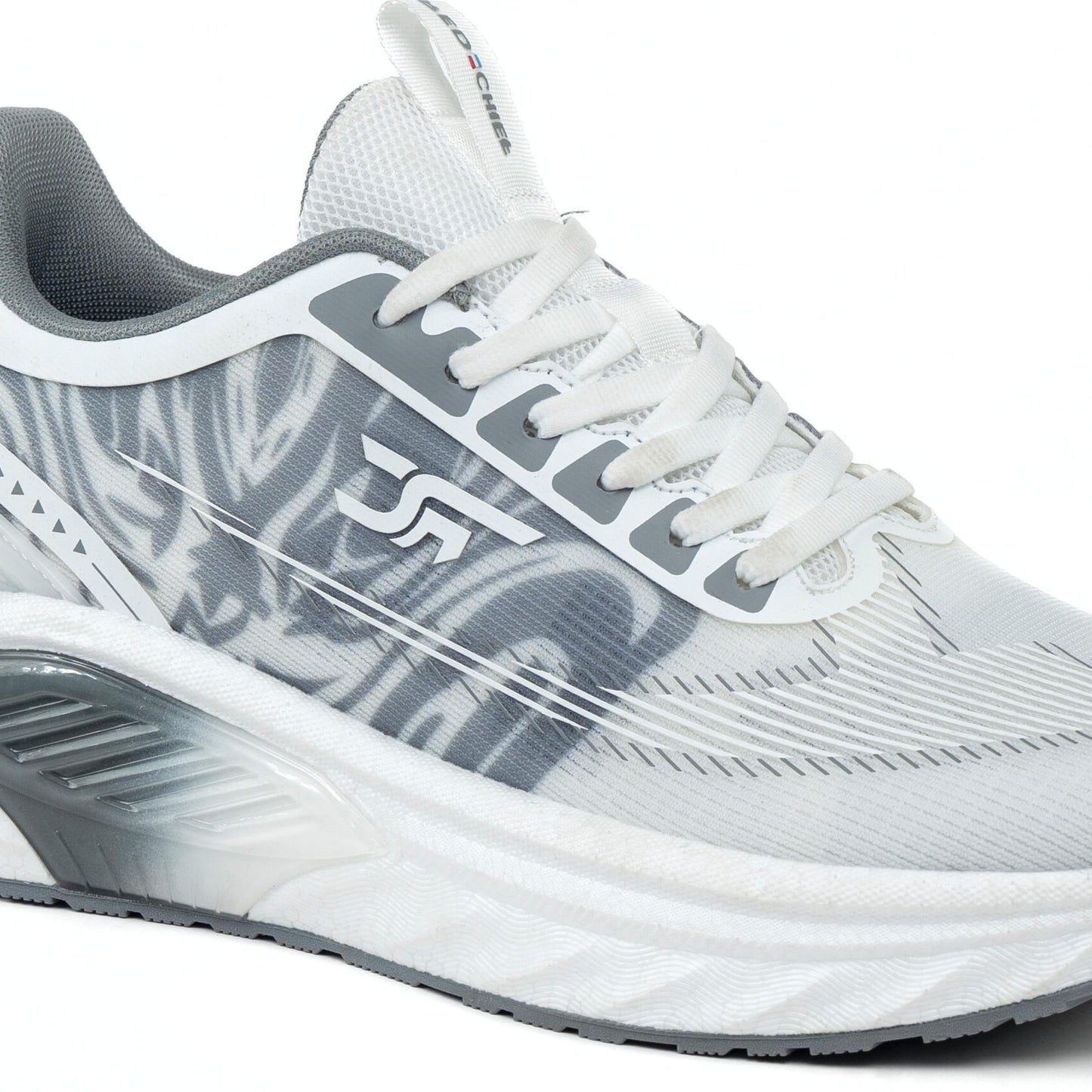 Red Chief Sports Running Shoes for Men & Boys | Stylish Lace-Up Outdoor Shoes | Lightweight Walking-Style Runners | Comfortable Athletic Lt.Grey-White | Size-6 | R1708 F039