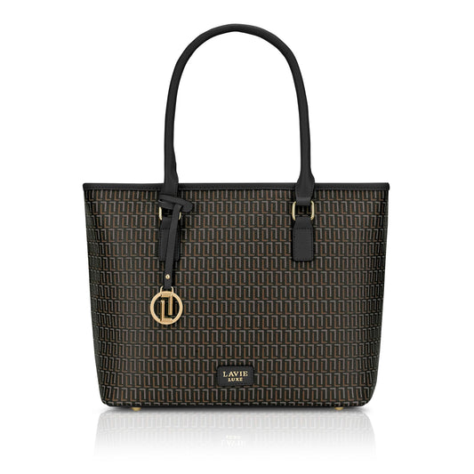 Lavie Luxe Women's Sherry25 Pro Monogram Laptop Handbag for Women | Fits Upto 15 Inch Laptop | Laptop Bag for Work | Ladies purse | Stylish Shoulder Bag | Gift For Women