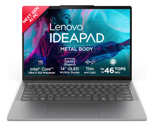 Lenovo IdeaPad Slim 5 Intel Core Ultra 5 322 Next-Gen AI PC (16GB RAM/512GB SSD/14 (35.5cm)/WUXGA OLED/Copilot+ PC/Windows 11/MSO 365 Basic+Office 2024/1Yr ADP Free/Grey/1.4Kg), 83S5005LIN