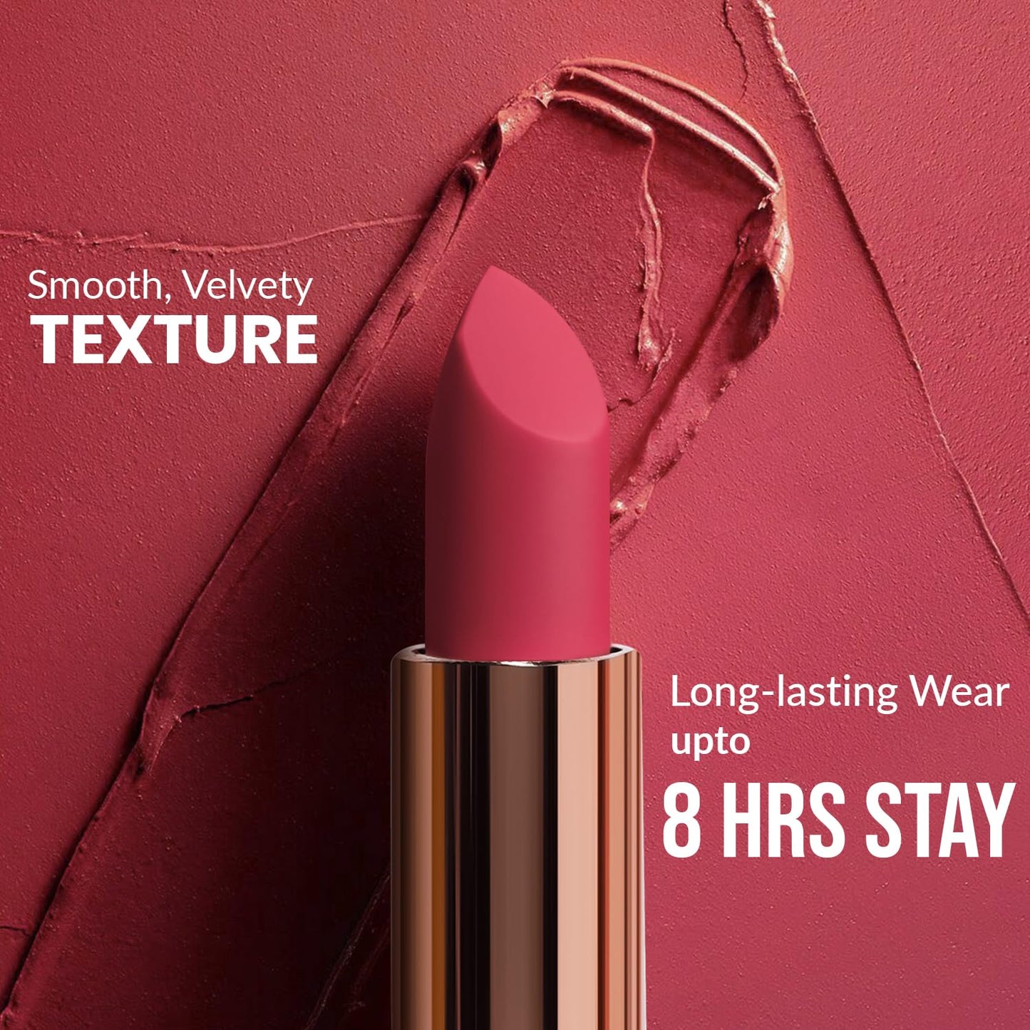 Beauty People Glorified Matte Lipstick, Metallic Lip Colour, Moisturises & Hydrates Lips, 8 Hour Colour Stay, Longlasting, Waterproof, With Jojoba Oil & Vitamin E, Shade Easy Berry, 3.8gm
