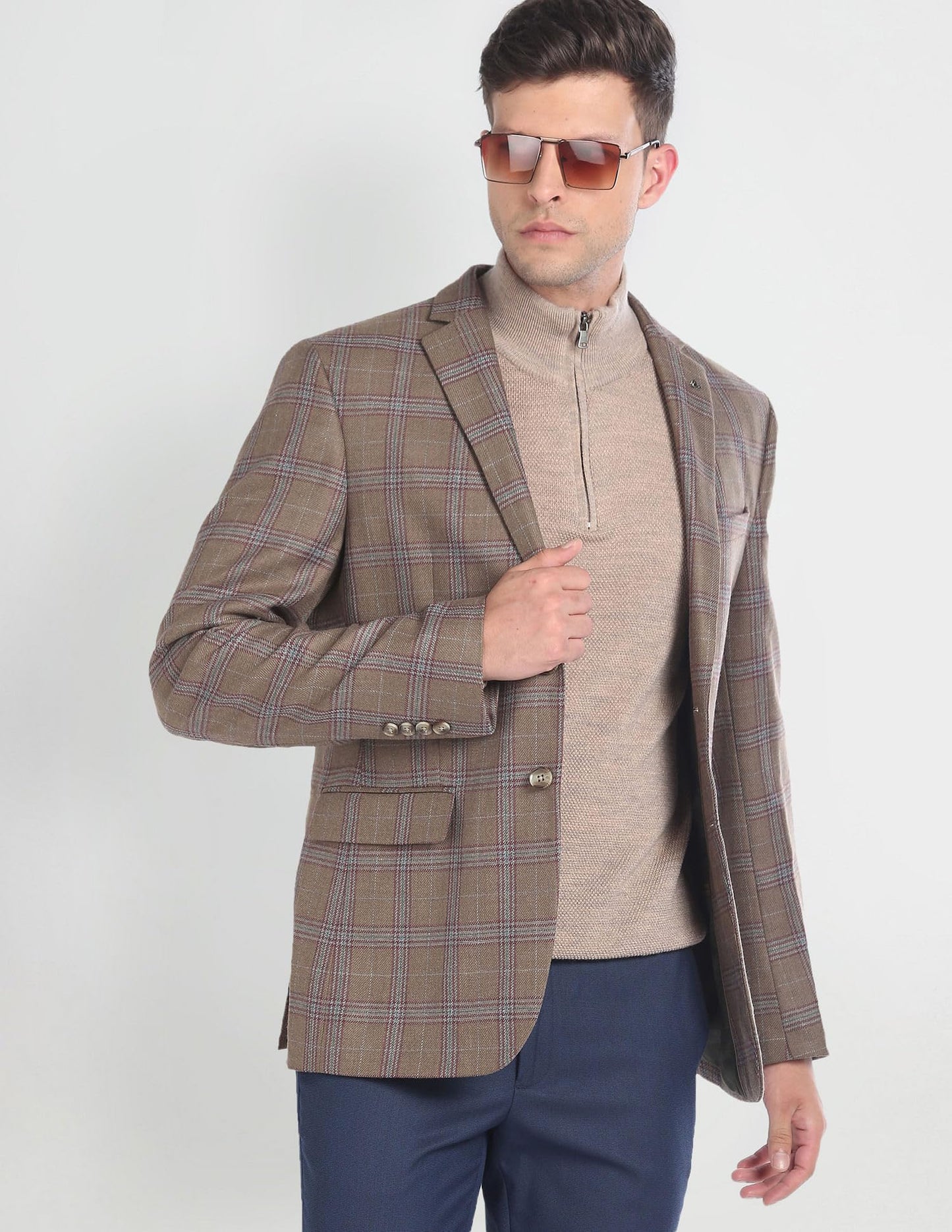 Arrow Men's Single Breasted Regular Blazer (ARAGBZ5073_Brown