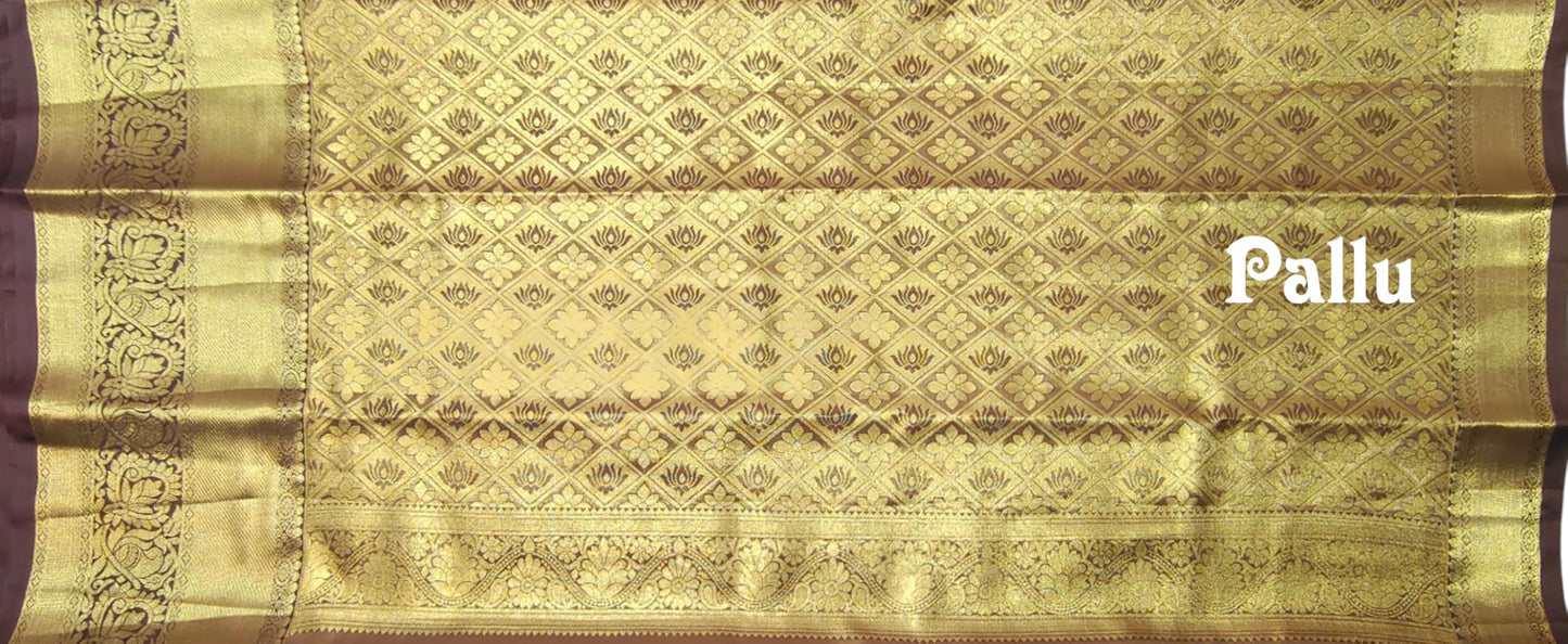 VFCollections Women's Kanchipuram Silk Pure Pattu Sarees With Blouse (VFC124-3)