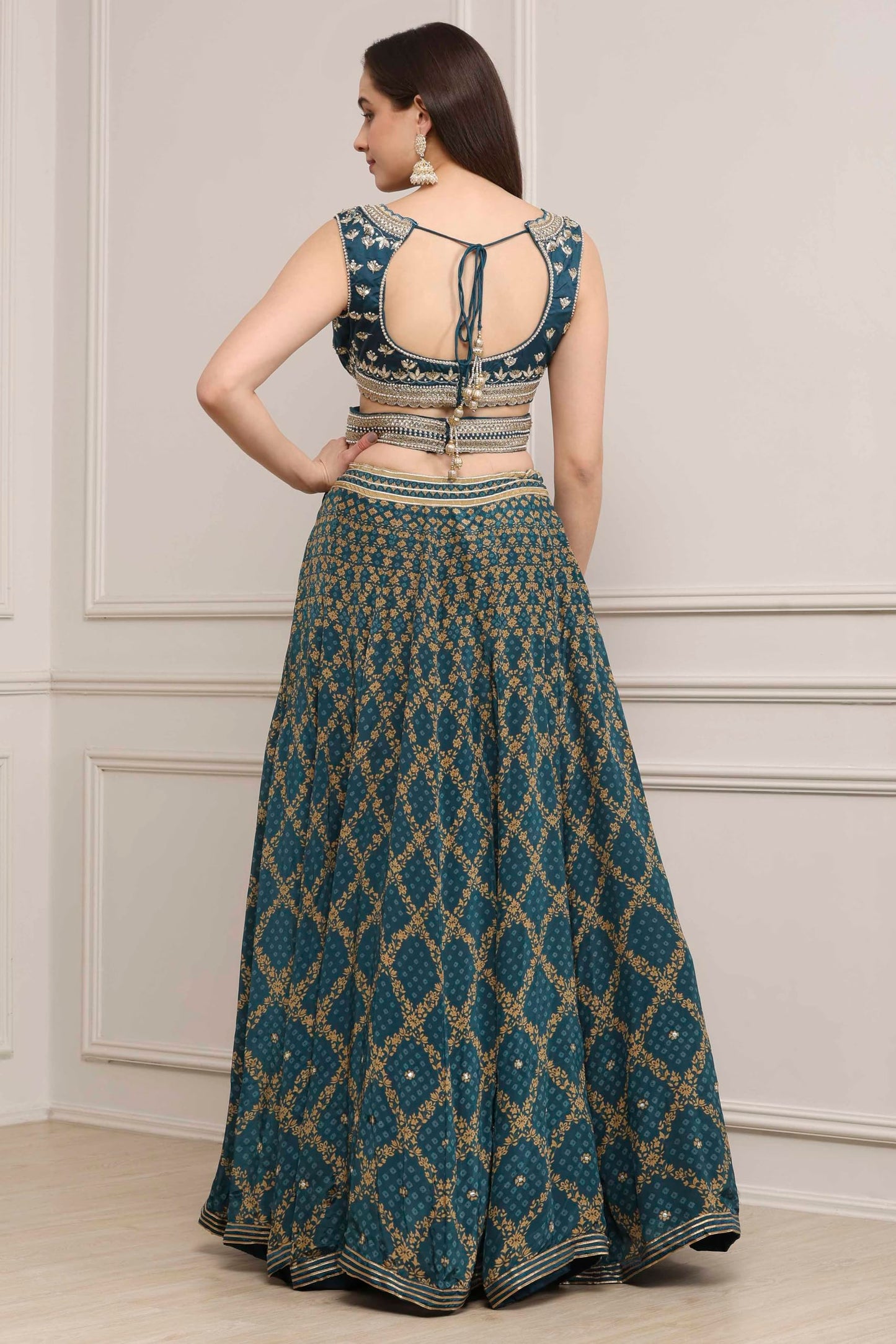 Biba Women Teal Cotton Silk Regular Lehenga Set_34
