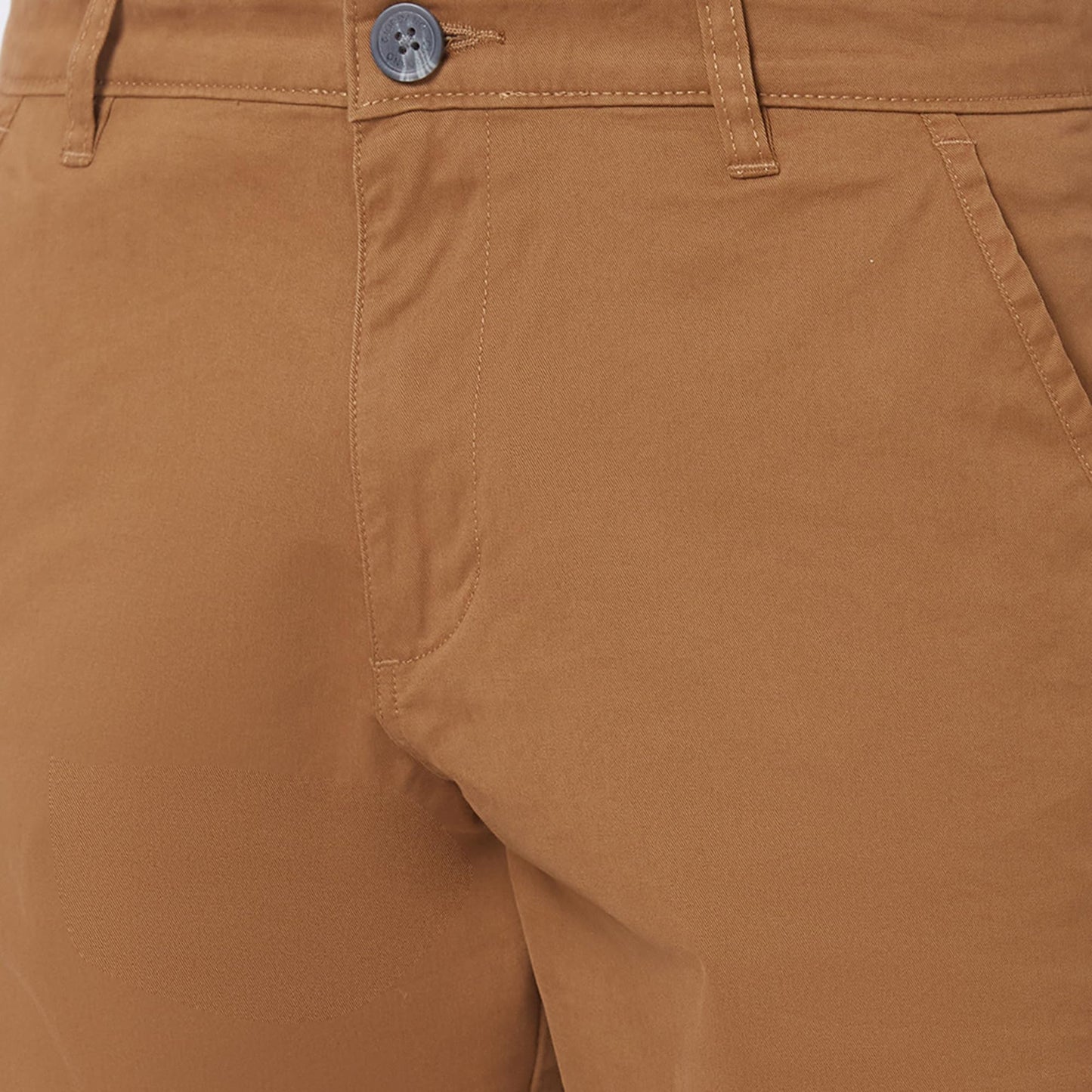 Giordano Men's Mid Rise Slim Fit Solid Knee Length Cotton 4 Pockets Khaki Chino Shorts