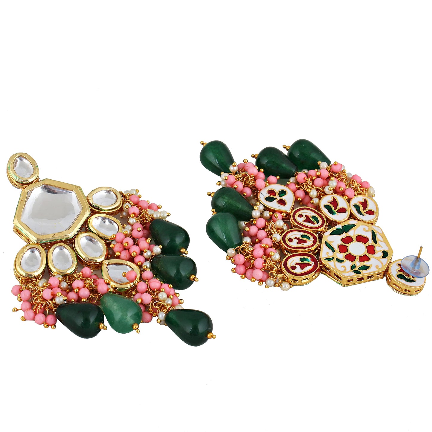 Lucky Jewellery 18K Gold Plated Multicolor with Monalisa Drop Bridal Set for Girls & Women