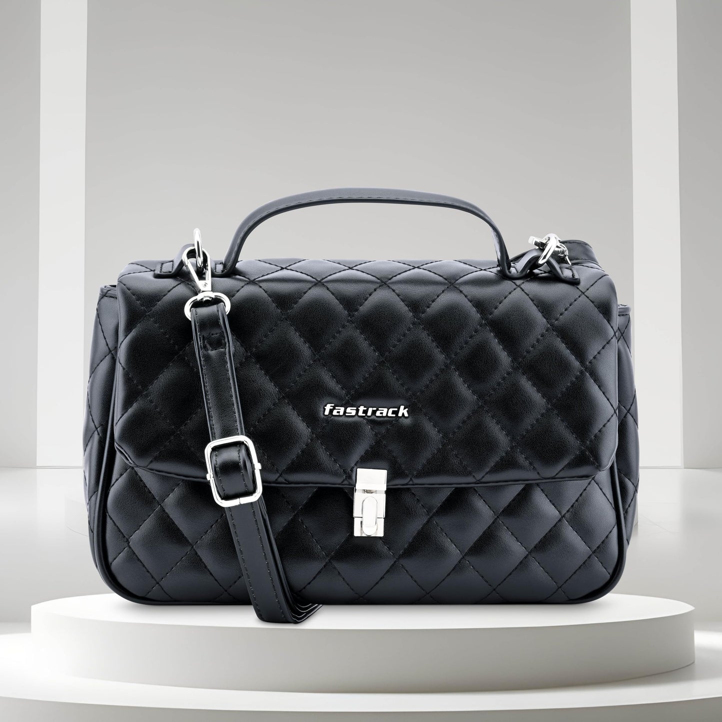 Fastrack Quilted Chic Satchel | Faux-Leather Women's Handbags| Ladies Purse Handbag | Satchel for Casual Carry