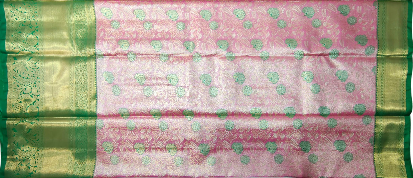 VFCollections Women's Kanchipuram Silk Pure Pattu Sarees With Blouse (VFC551-1)