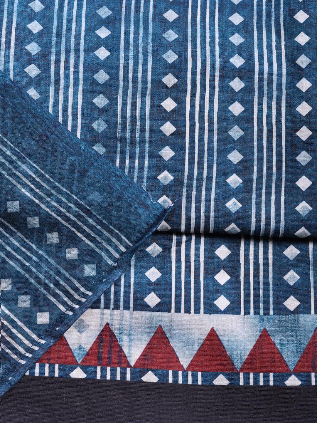 Meena Bazaar Printed Cotton Blend Blue Unstitched Kurta with Bottom & Dupatta