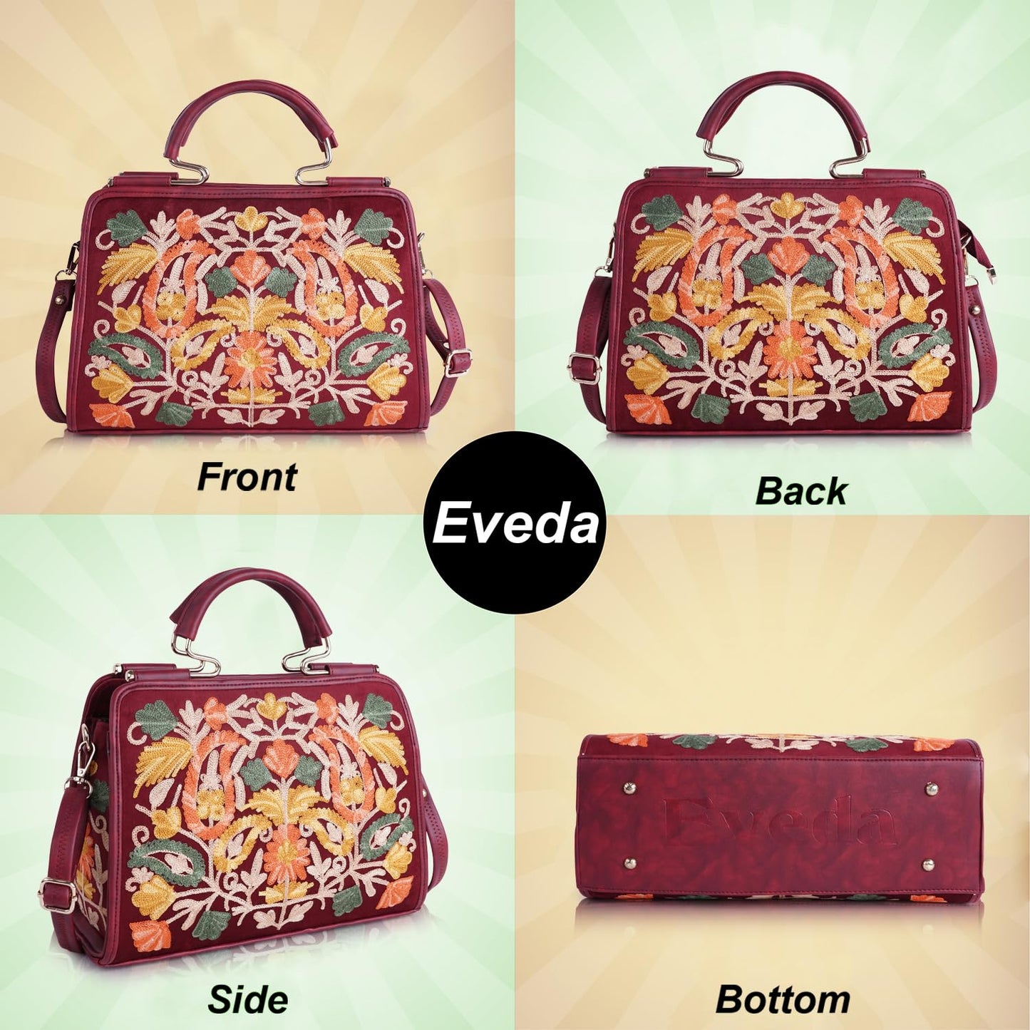 EVEDA Womens Synthetic Leather Stylish Trendy Design Shoulder Crossbody Hobo Handbag, Maroon