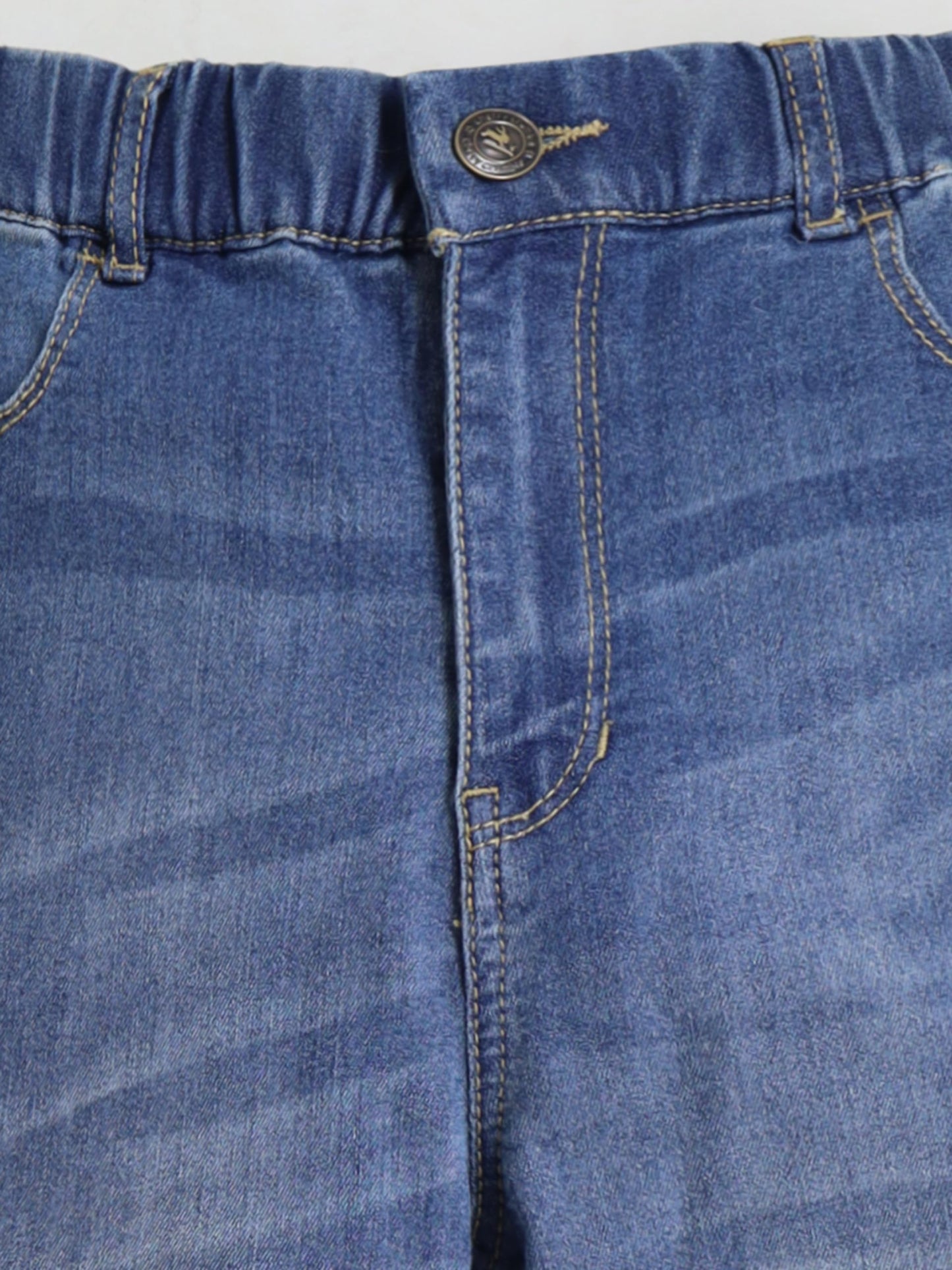 Cherry Crumble Denim Blue Dyed/Washed Denim Casual Wear Wide Leg Summer Jeans for Girls