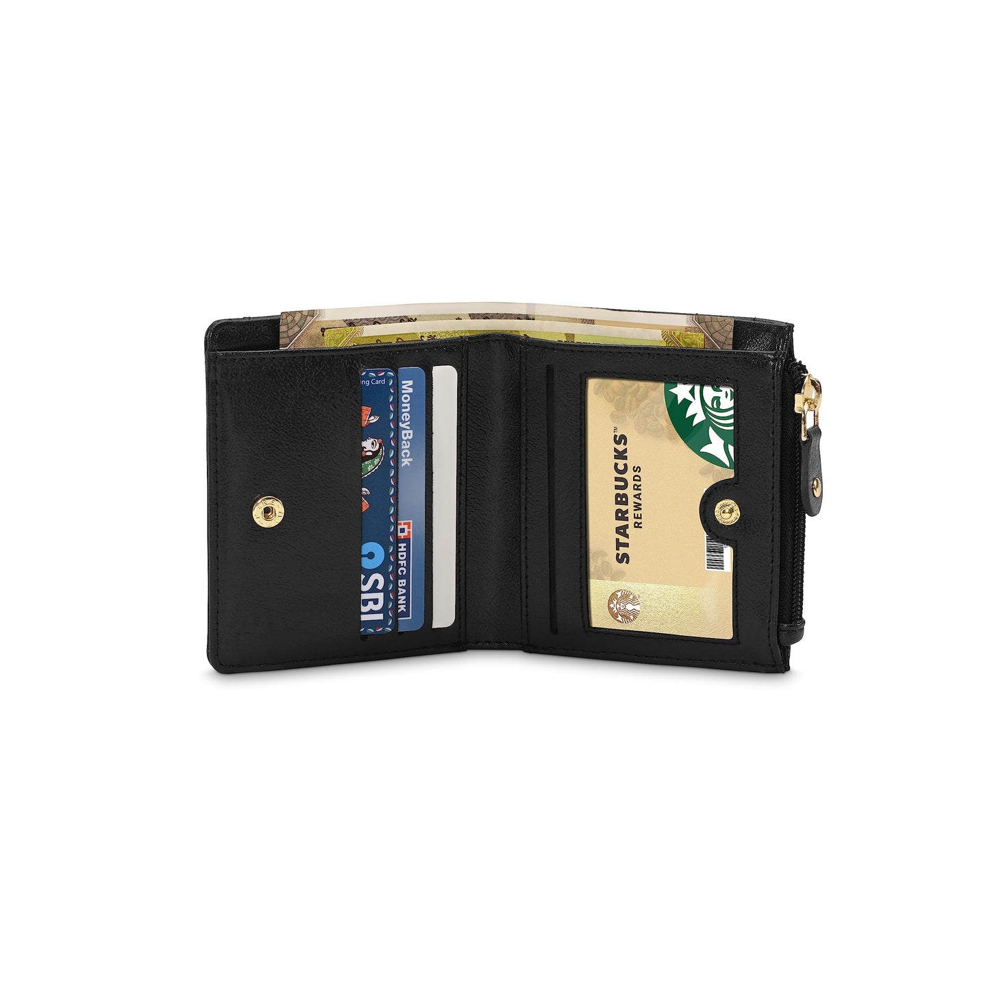 Fastrack Women Premium Faux Leather Quilted Wallet, Black