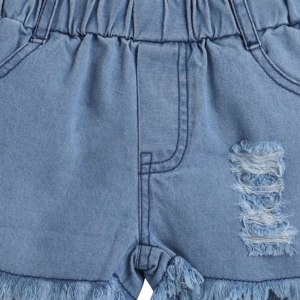 Hopscotch Girls Stripe Print BlouseShorts Set In Multi Color for Ages 9-12 Months