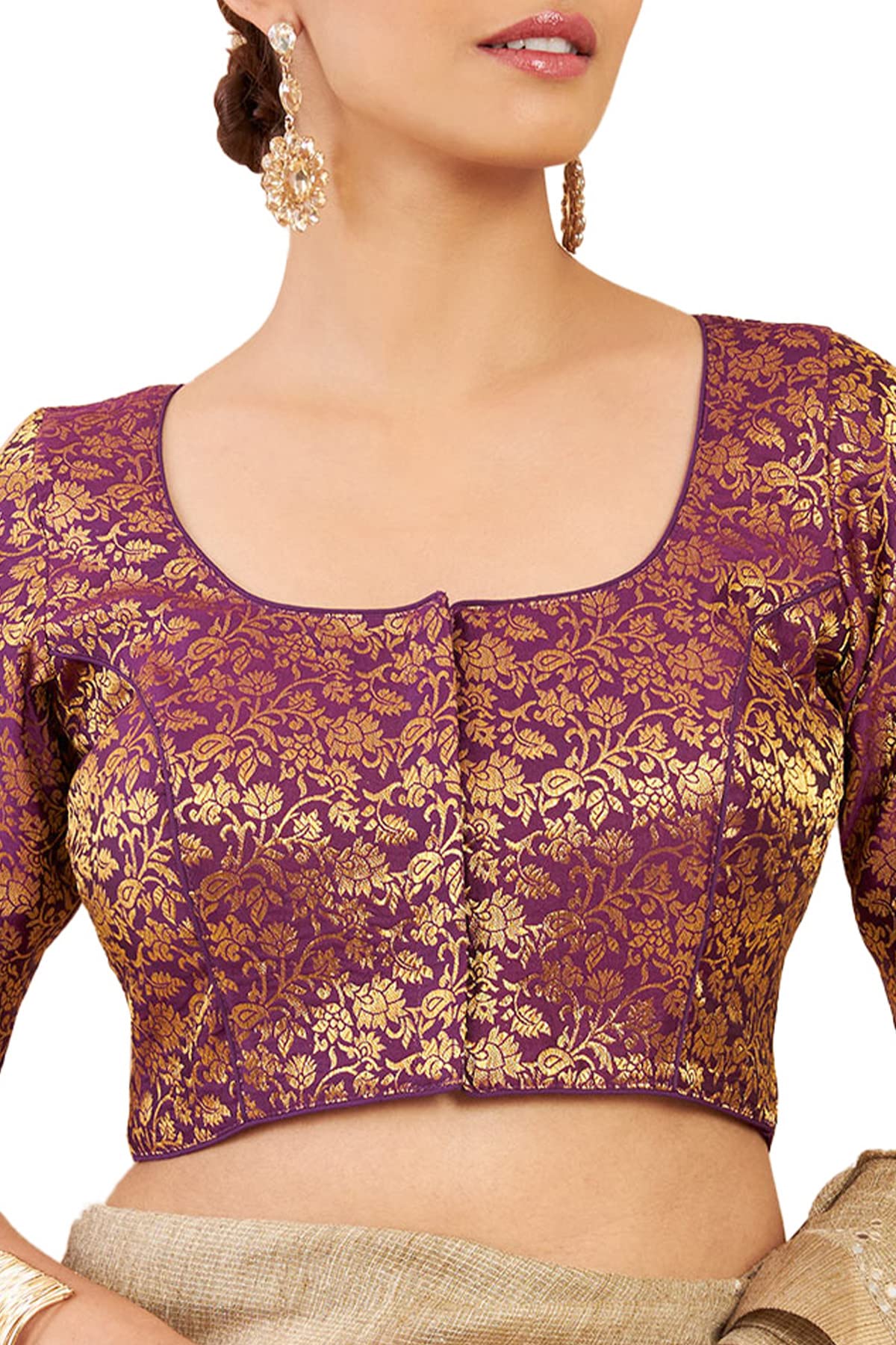 Soch Purple Art Silk Blouse with Woven Floral Designs
