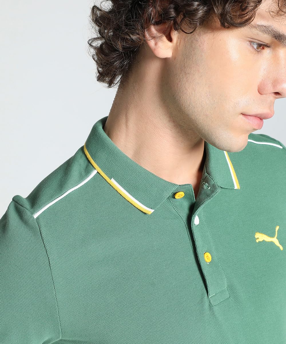 Puma Men's Cotton Letter Print Regular Fit T-Shirt (67040925_Deep Forest L)