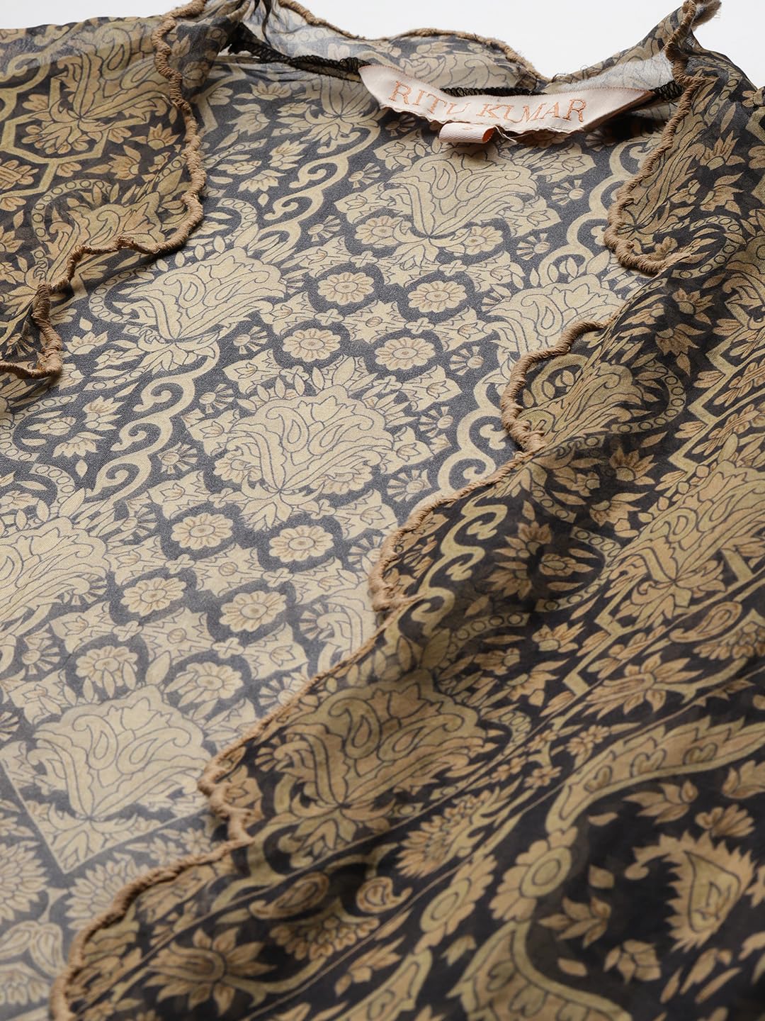 Ritu Kumar Black Flowret Dress with Shrug