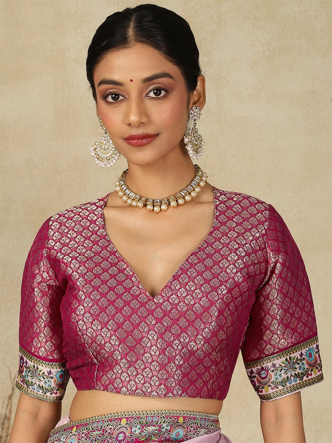 AKHILAM Women's Mauve Viscose Silk Ethnic Motif Saree With Unstitched Blouse Piece (MSTANI161C_HS)