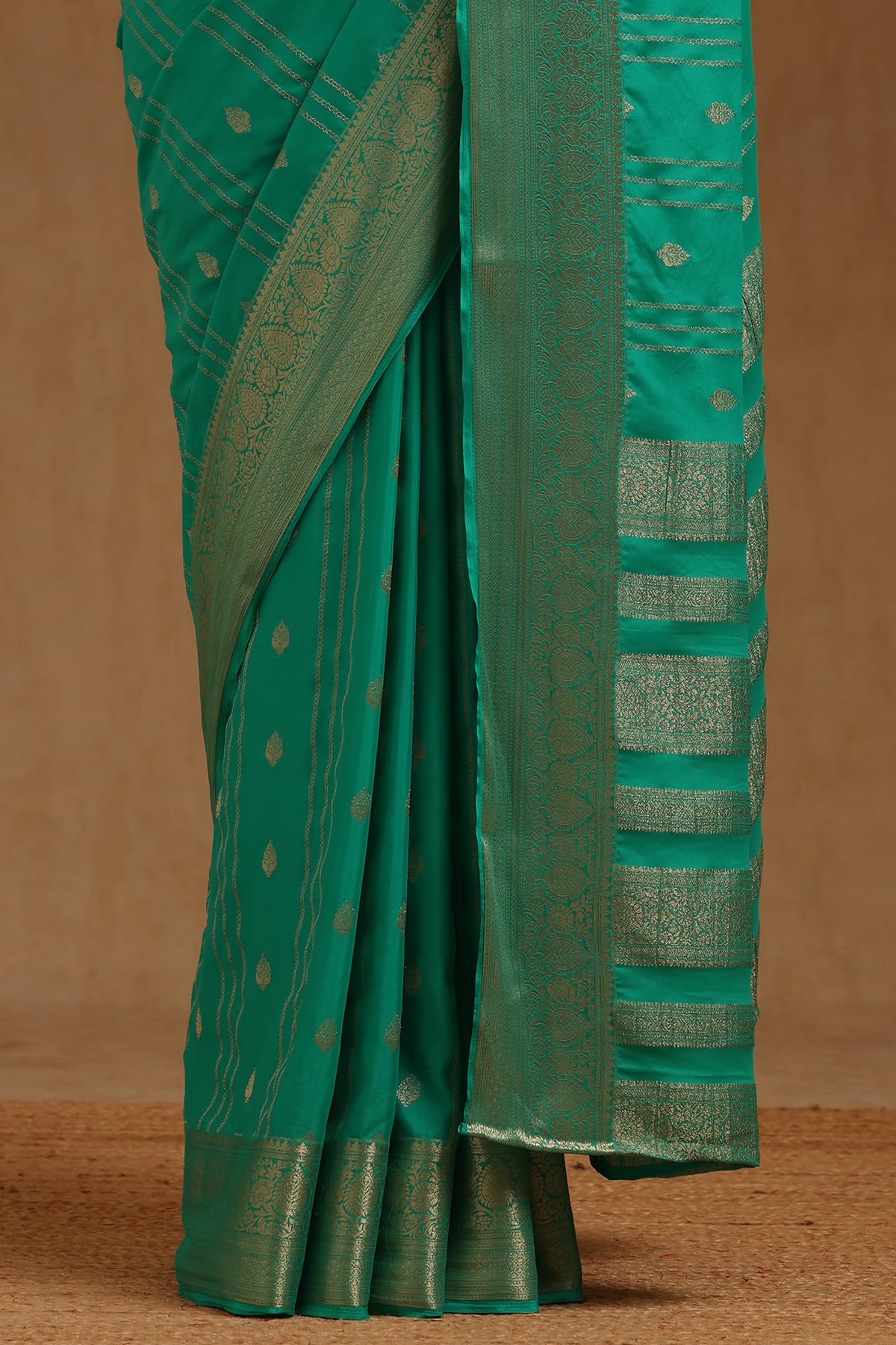 Soch Womens Light Green Georgette Zari Woven Saree With Zari Woven