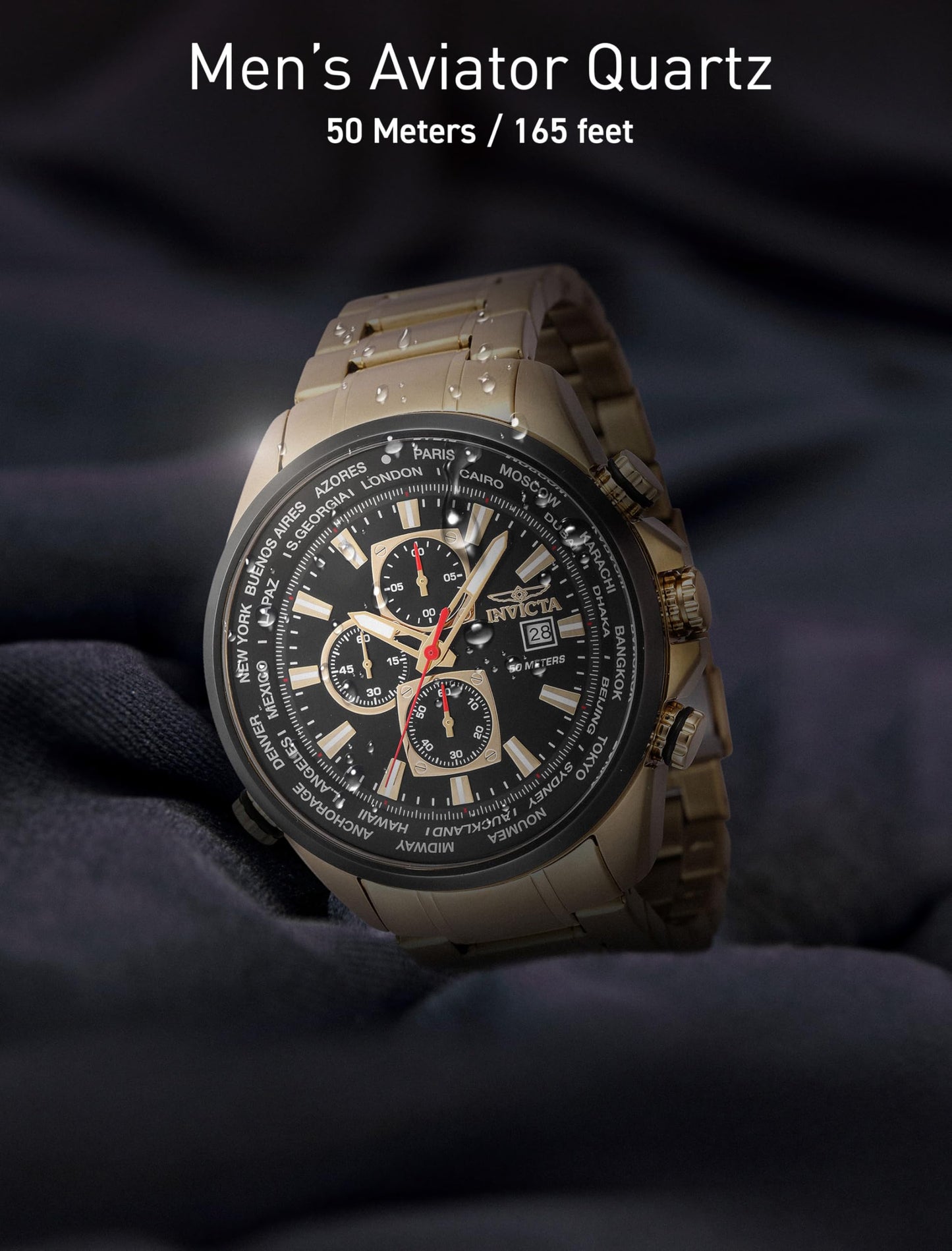 Invicta Aviator Quartz Black Dial Analog Watch for - Men 47819